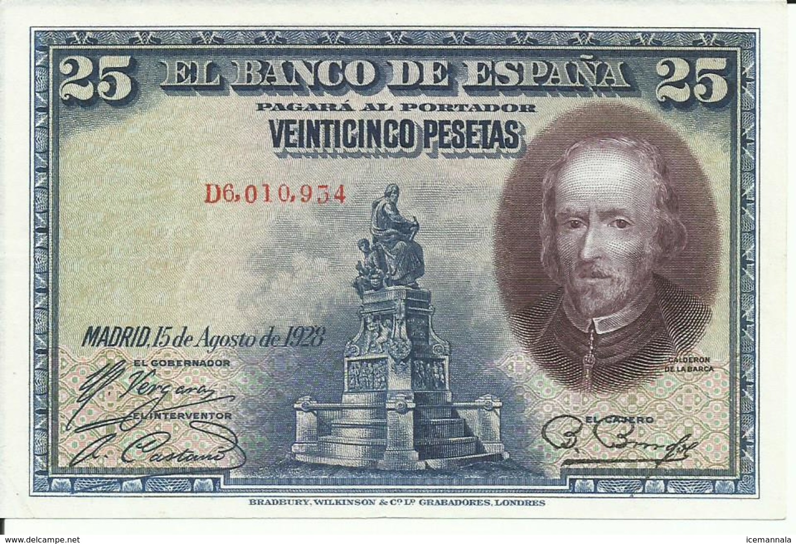 BILLETE 25 PESETAS  15/08/1928  ( SIN CIRCULAR) - 1-2-5-25 Pesetas