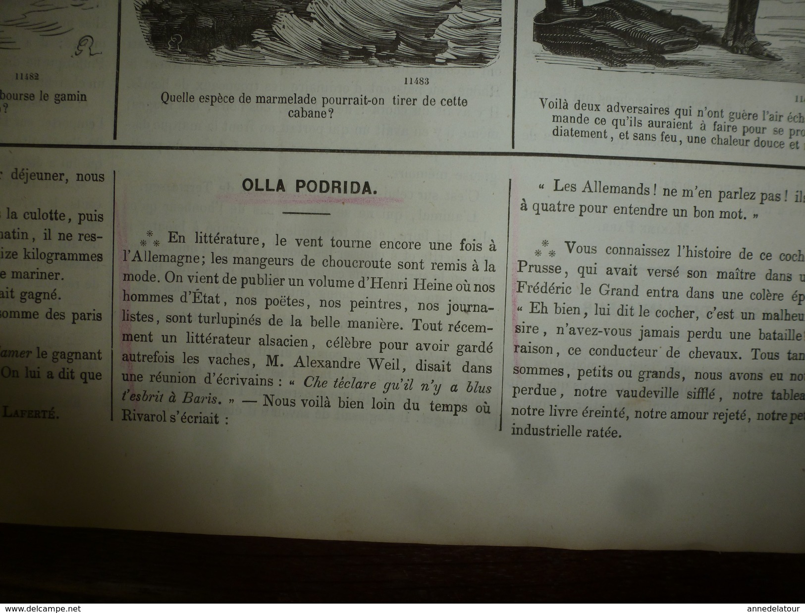 1855 Gravures  du Journal pour Rire: Nos braves troupiers;L'apprenti DOUDOU;Prodigue et prodige;Hiéroglyphes;etc