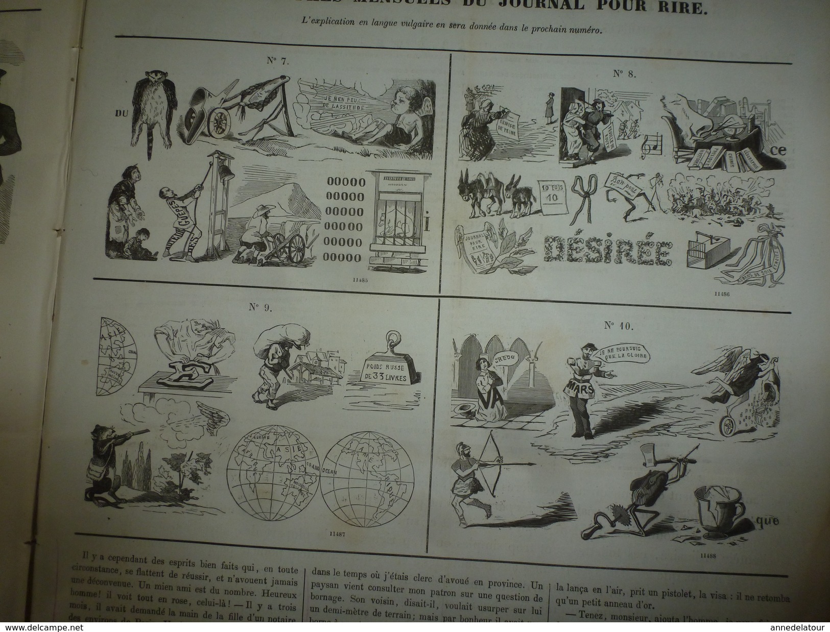 1855 Gravures  du Journal pour Rire: Nos braves troupiers;L'apprenti DOUDOU;Prodigue et prodige;Hiéroglyphes;etc