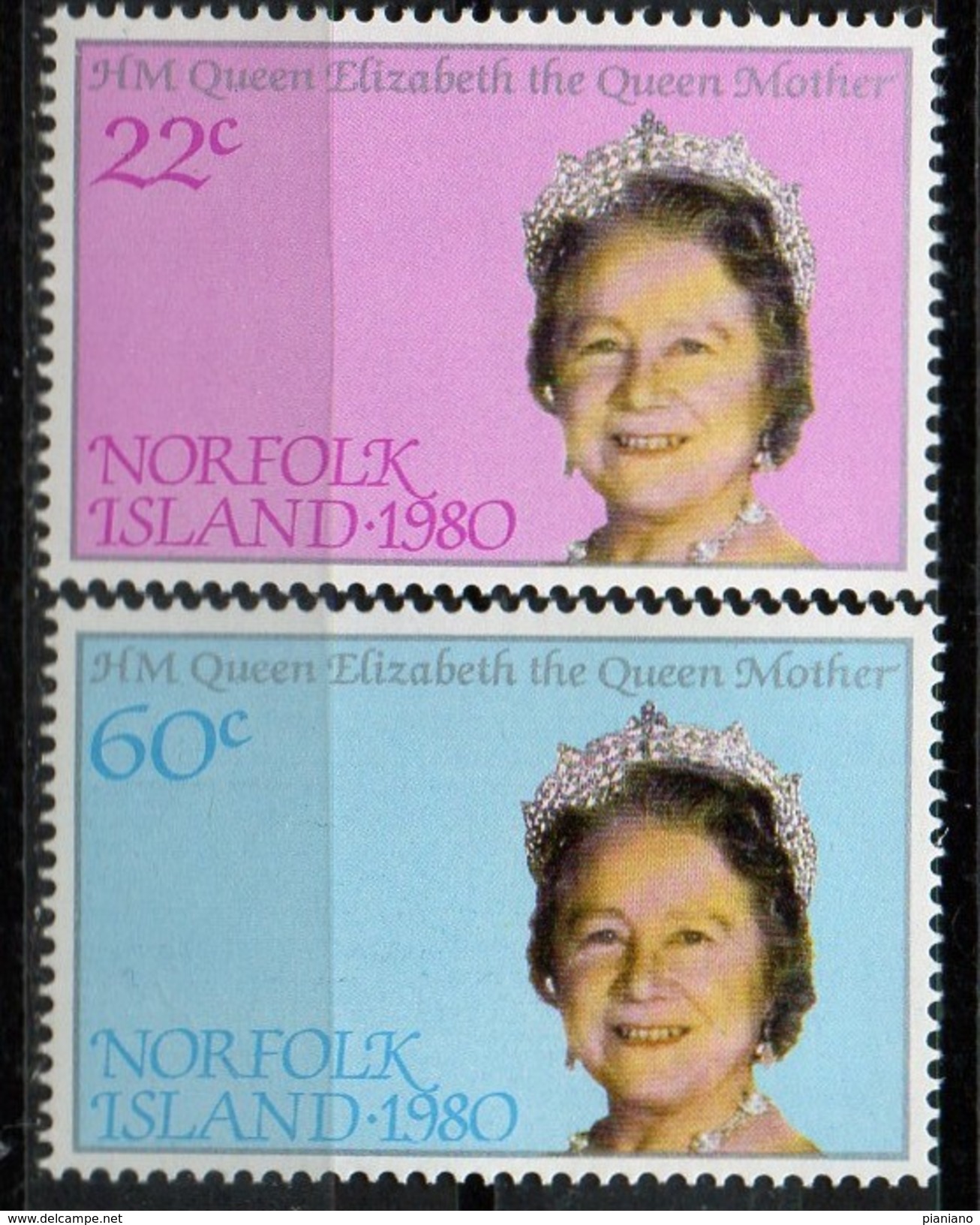 PIA - NORFOLK  - 1980 : 80° Compleanno Della Regina Madre Elisabetta - (Yv 251-52) - Isola Norfolk