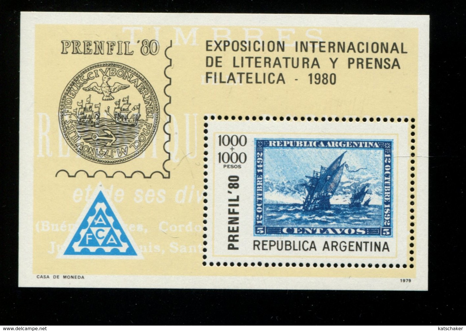 443109390 ARGENTINIE DB 1979 POSTFRIS MINTNEVER HINGED POSTFRIS NEUF YVERT BF 20 21 22 23 - Blokken & Velletjes