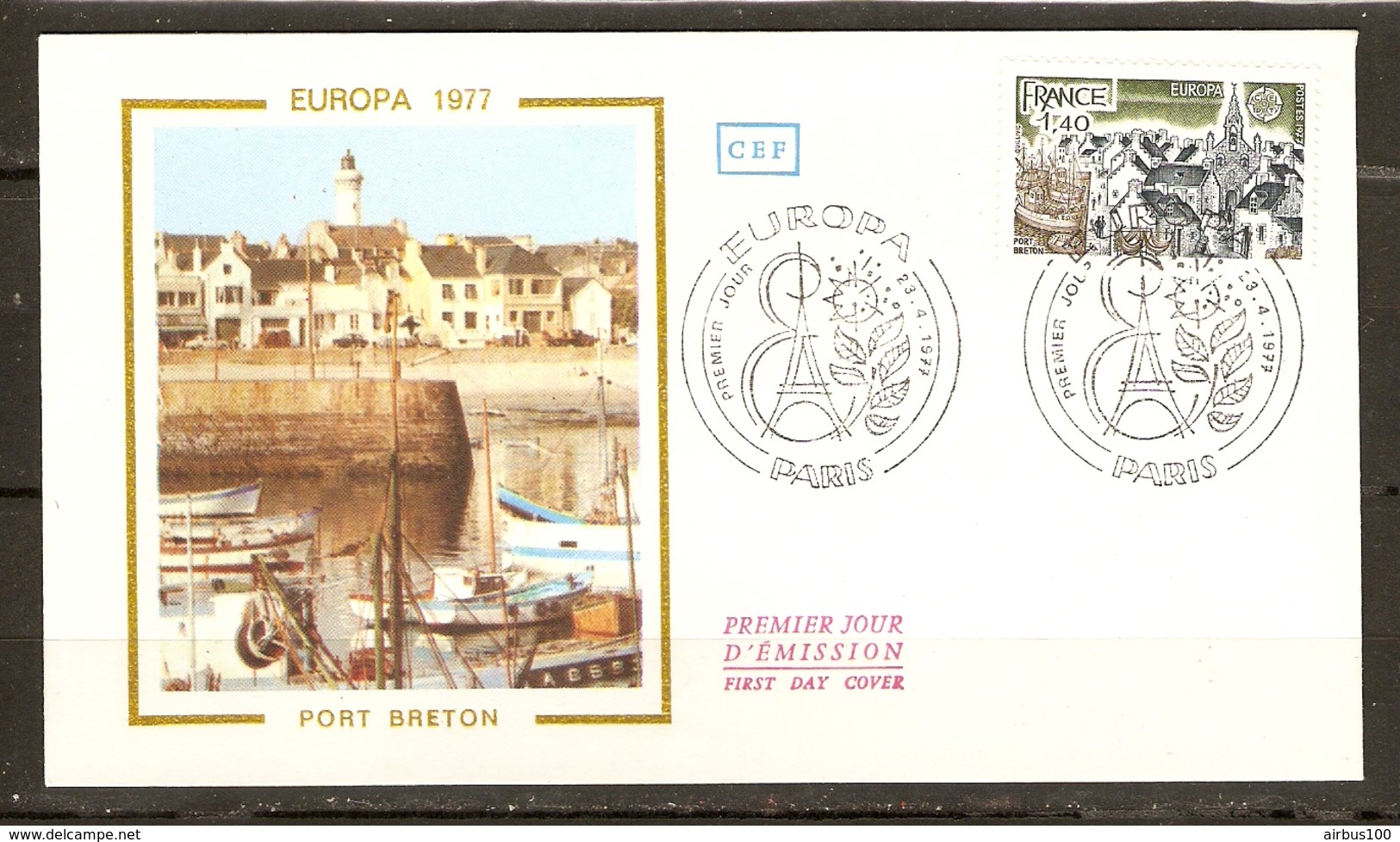 ENVELOPPE FDC PARIS 23 AVRIL 1977 PORT BRETON EUROPA - BRETAGNE - Y & T N° 1929 - 1970-1979