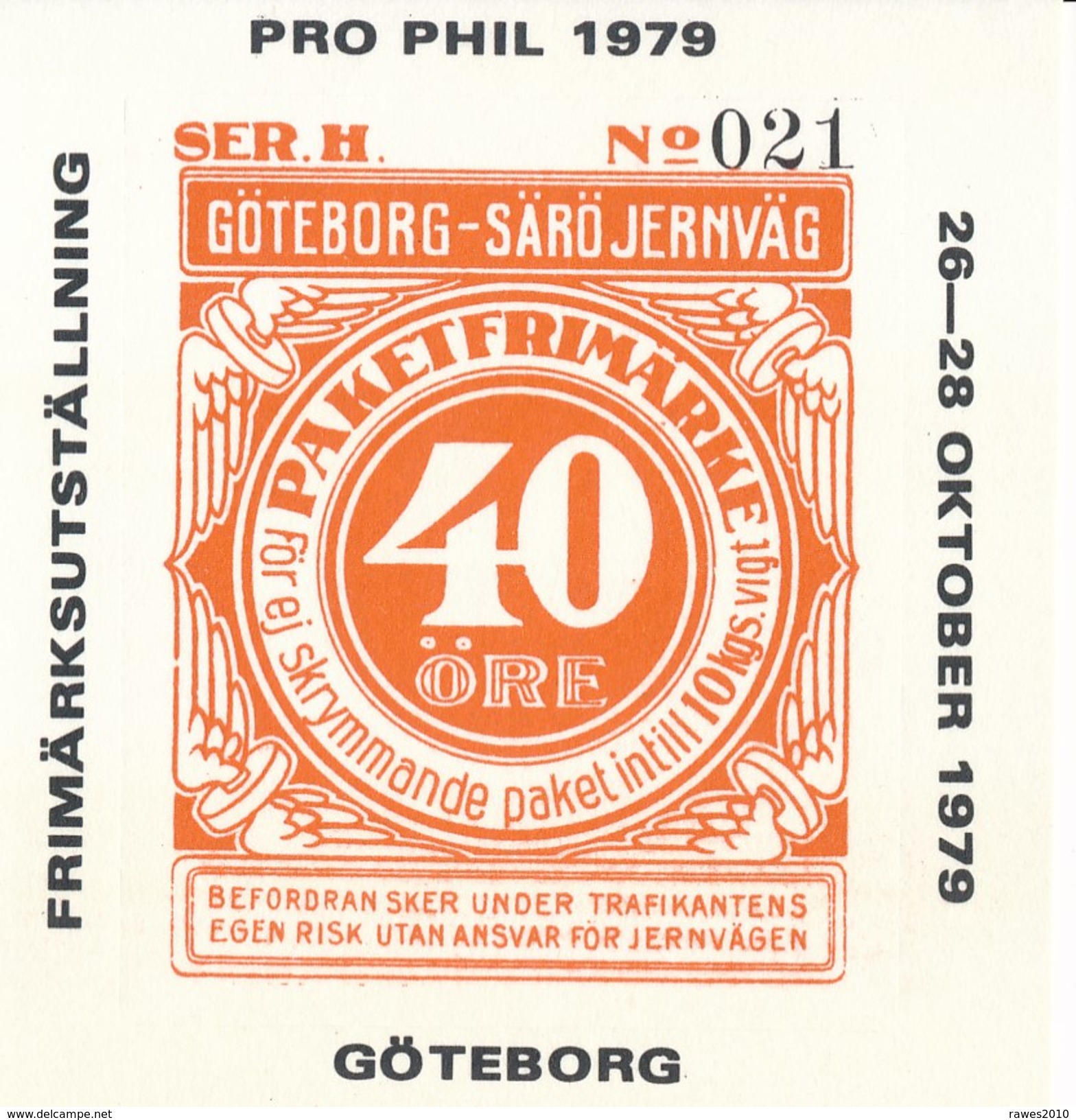 Schweden Eisenbahn Paketfreimarke 1979 Göteborg - Särö Jernväg - Ferrocarril