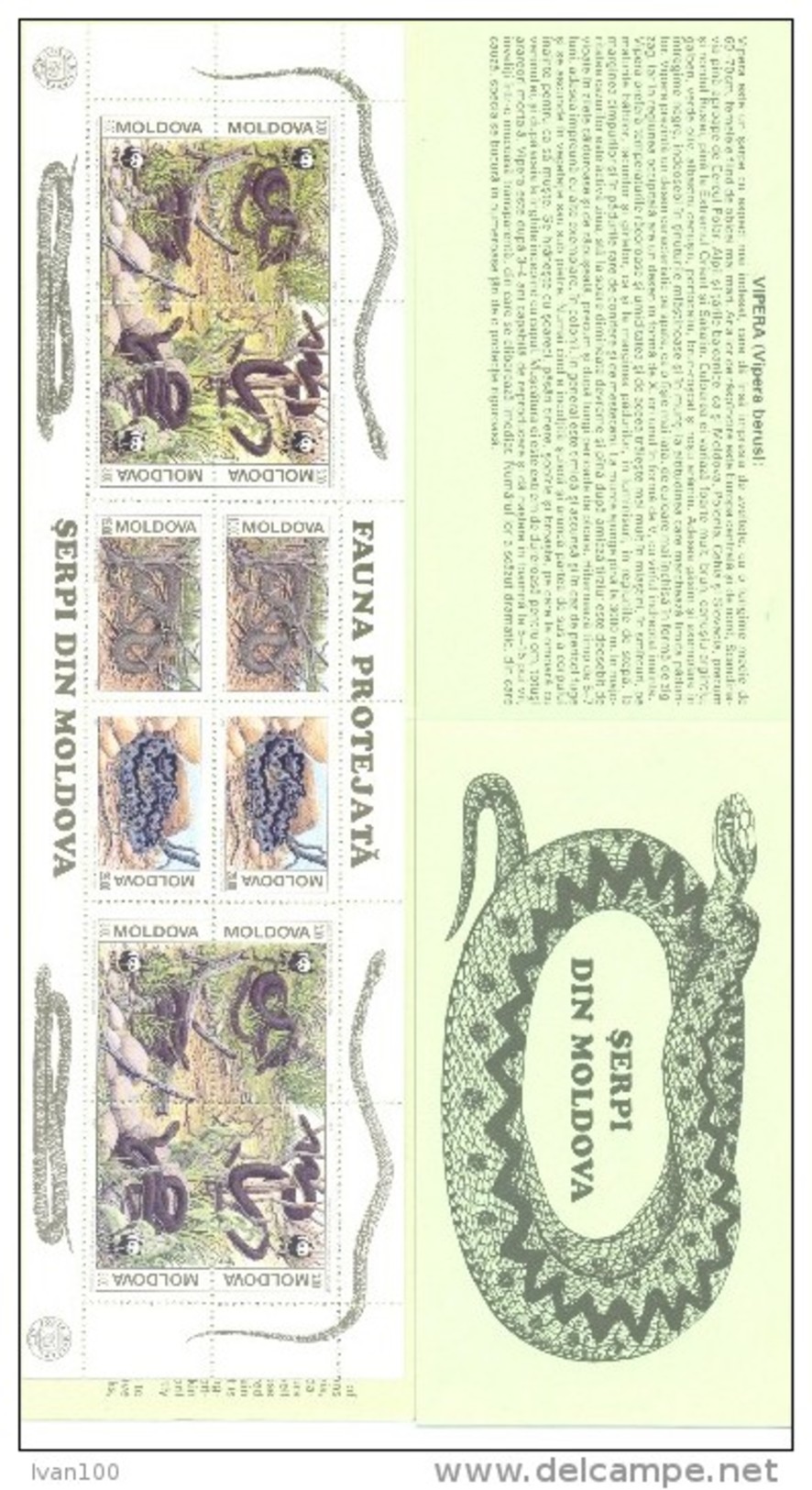 1993. Moldova, WWF, Snakes, Booklet, Text On Moldavien, Mint/** - Ongebruikt