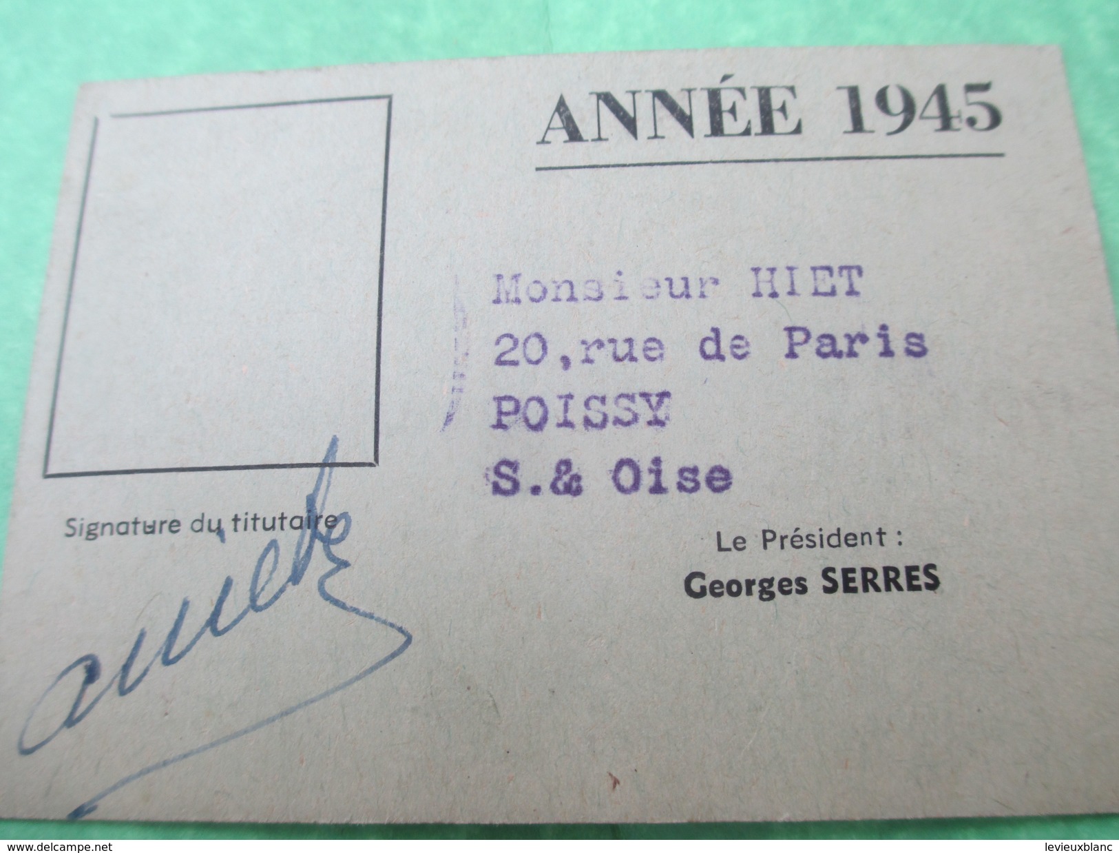 Carte De Membre Actif/Chambre Syndicale De La Mercerie, Bonneterie En Détail/Paris/ HIET/ /1945    AEC58 - Sonstige & Ohne Zuordnung