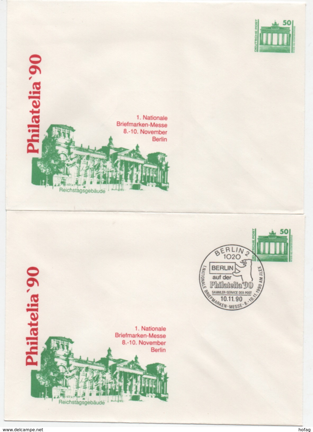 DDR Philaitelia'90 Ganzsache PU17 Reichstagsgebäude Postfrisch Und SSt; Private Postal Stationery MNH + Special Postmark - Buste Private - Nuovi