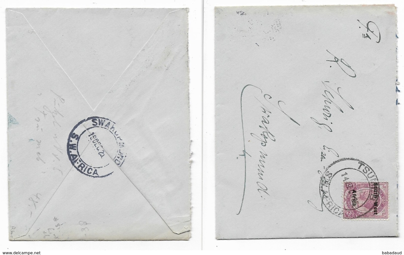 South West Africa, 1925, 2d Internal Cover TSUMEB > SWAKOPMUND - South West Africa (1923-1990)