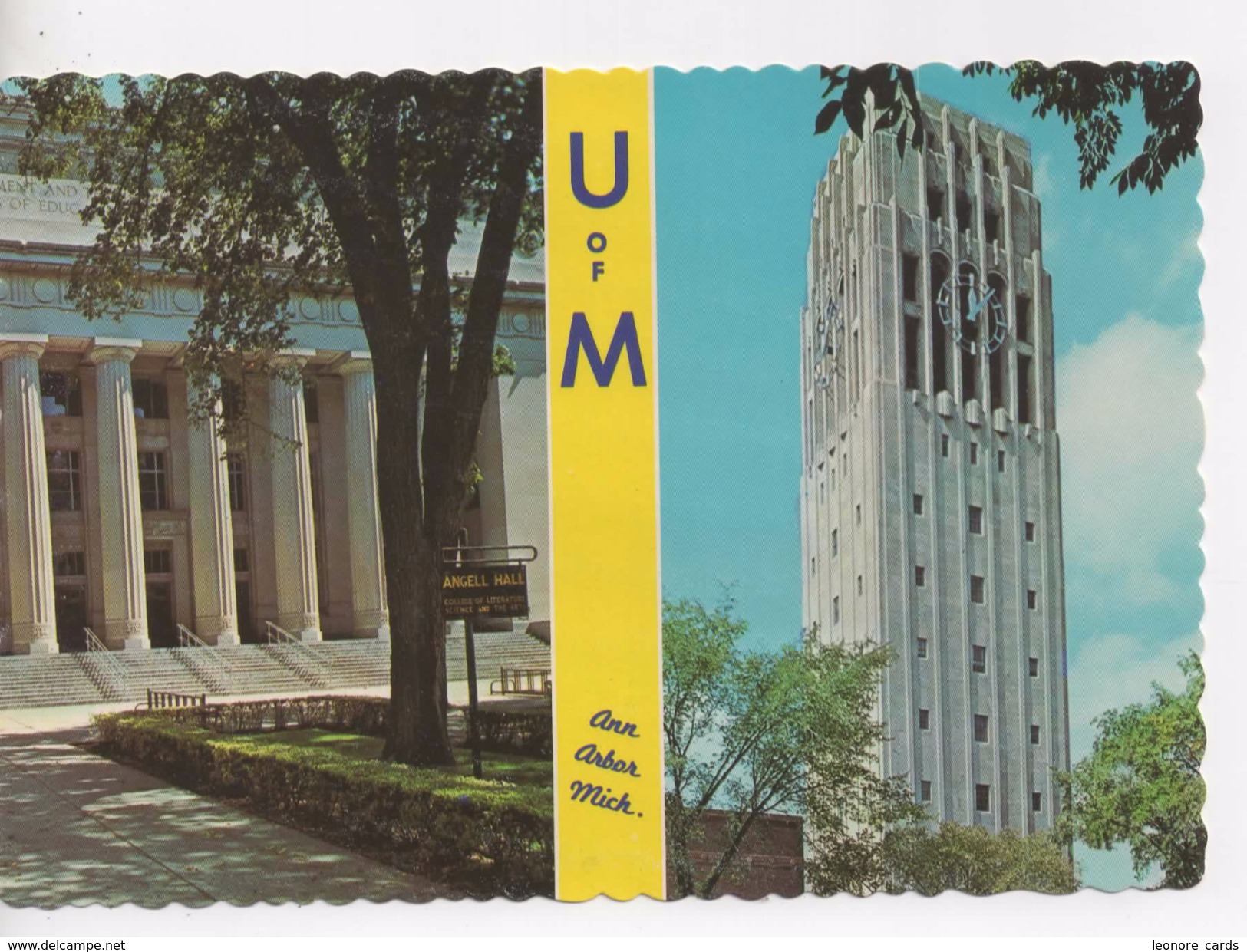 Cpa.Etats-Unis.1975.University Of Michigan.left Angell Hall   Right Burton Memorial Carillon Tower . 10,5 X 15 Cm - Autres & Non Classés