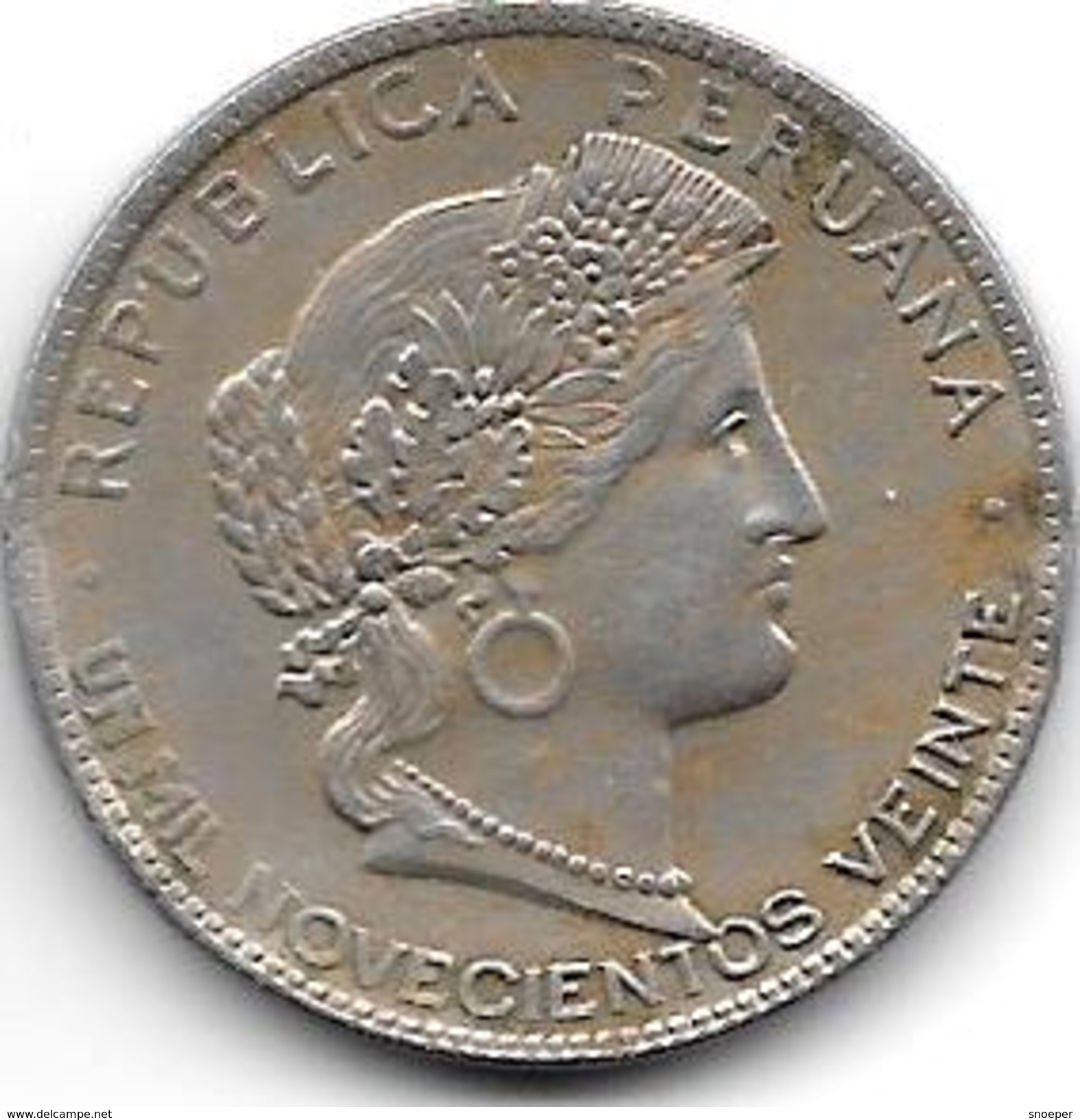 *peru 20 Centavos 1920  Km 215.1 Xf+catalog Val 22$ - Pérou