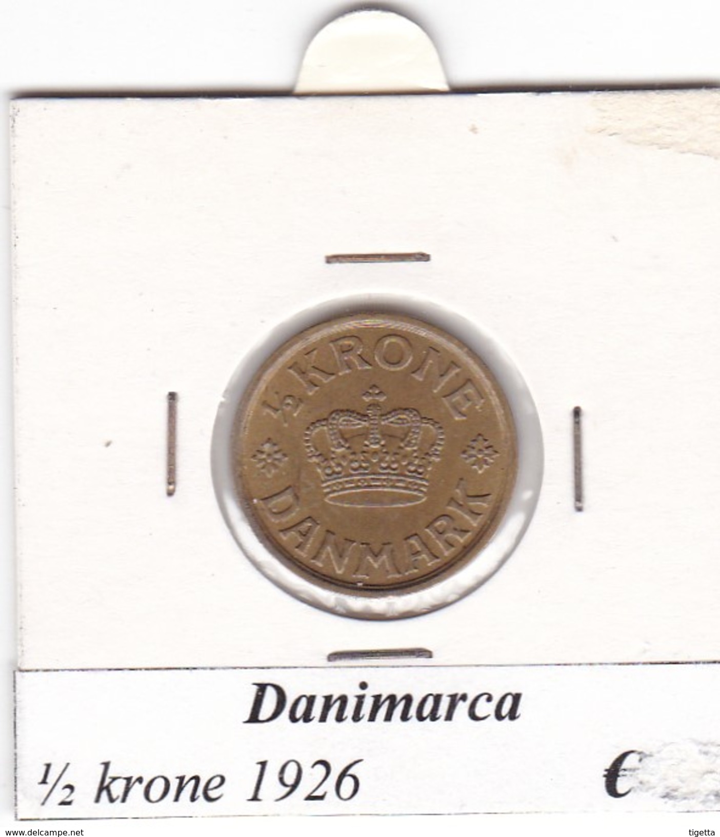 DANIMARCA   1/2  KRONE  1926  COME DA FOTO - Danimarca