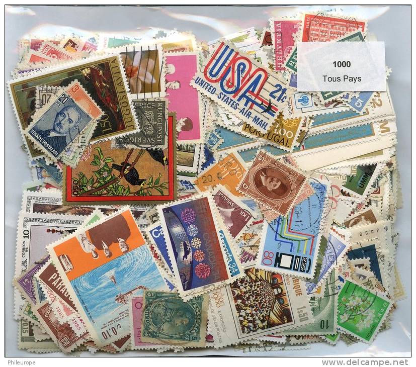 Lot 1000 Timbre Tous Pays - Lots & Kiloware (mixtures) - Min. 1000 Stamps