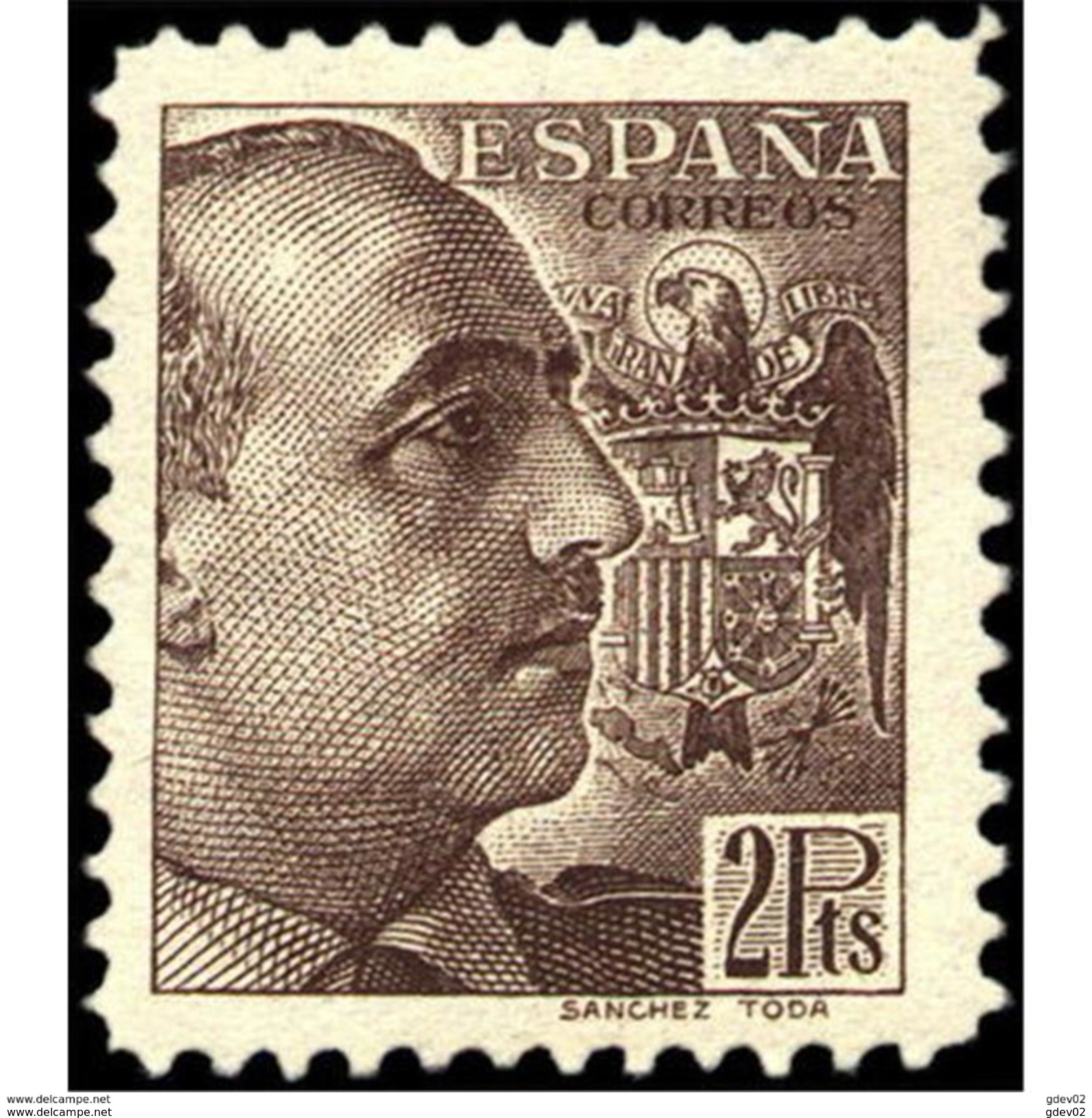 ES876SASF-LPC-LMIL.Spain.Esgane .Militar,politico.FRANCO Sanchez Toda.Dentado Grueso.1939.(Ed 876**) - Militares