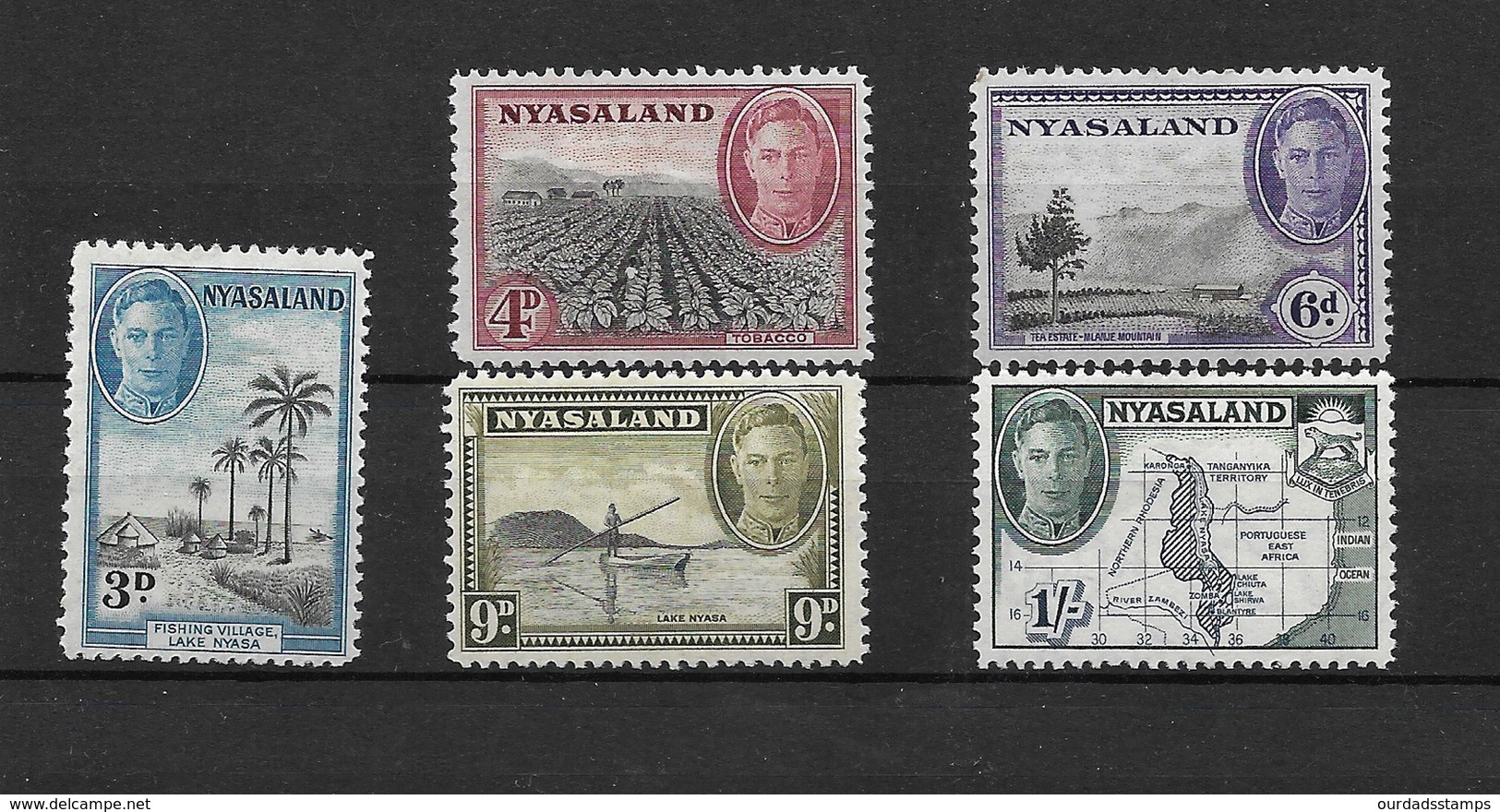 Nyasaland 1945 KGVI Set Selection To 1/- Mm (5066) - Nyassaland (1907-1953)