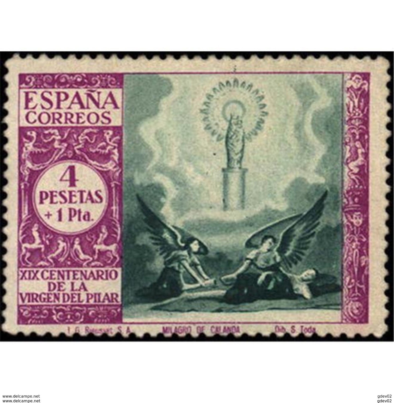 ES901STV-LTV***901STRCRI.Spain.Esgane .RELIGION.VENIDA DE LA VIRGEN DE EL PILAR De ZARAGOZA.1940.(Ed 901**) - Cristianismo