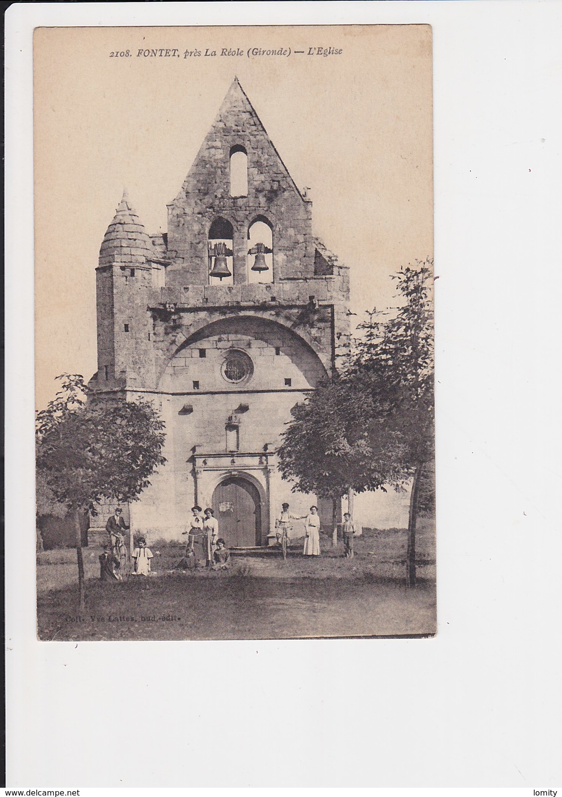 33 Fontet Près La Réole L' église Cachet 1916 - Andere & Zonder Classificatie