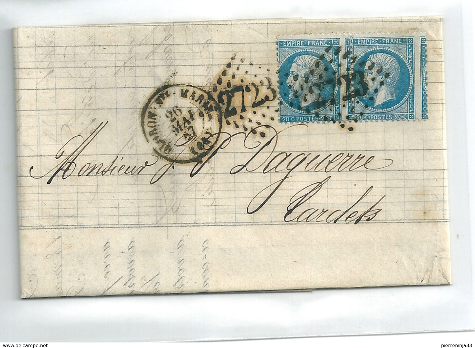 Classiques De France : Lettre Napoléon N°22  Paire ,Variété : Beau Début De Piquage à Cheval - 1862 Napoléon III