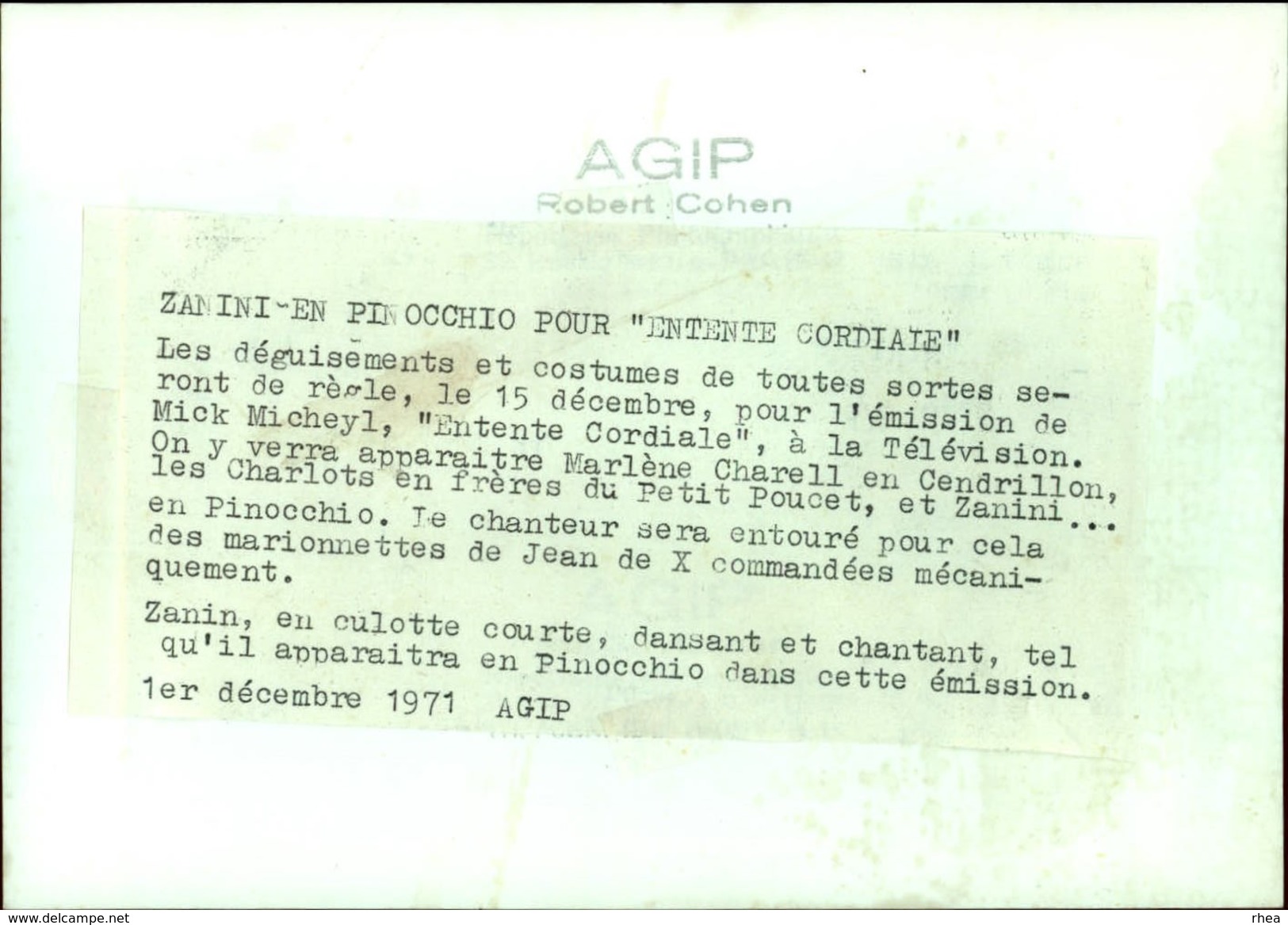 PHOTO - Photo De Presse - Télévision - ZANINI En Pinocchio - Marionnettes 1971 - AGIP - Personnes Identifiées
