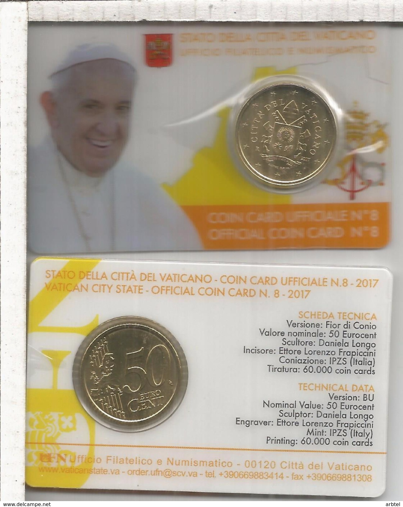 VATICANO COIN CARD 2017 MONEDA EURO 50 CTS - Vaticano (Ciudad Del)
