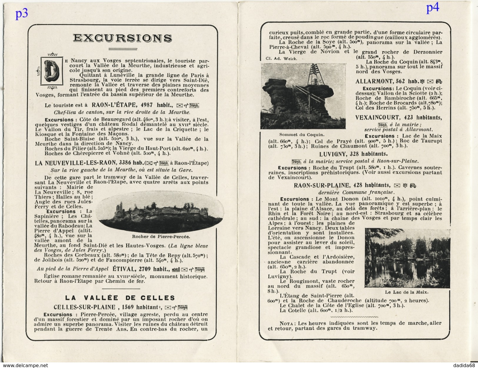 VOSGES - DÉPLIANT TOURISTIQUE - CHEMINS DE FER DE LA VALLÉE DE CELLES - CHEMINS DE FER DE L'EST - 1914 - TOP - RARE - Dépliants Touristiques