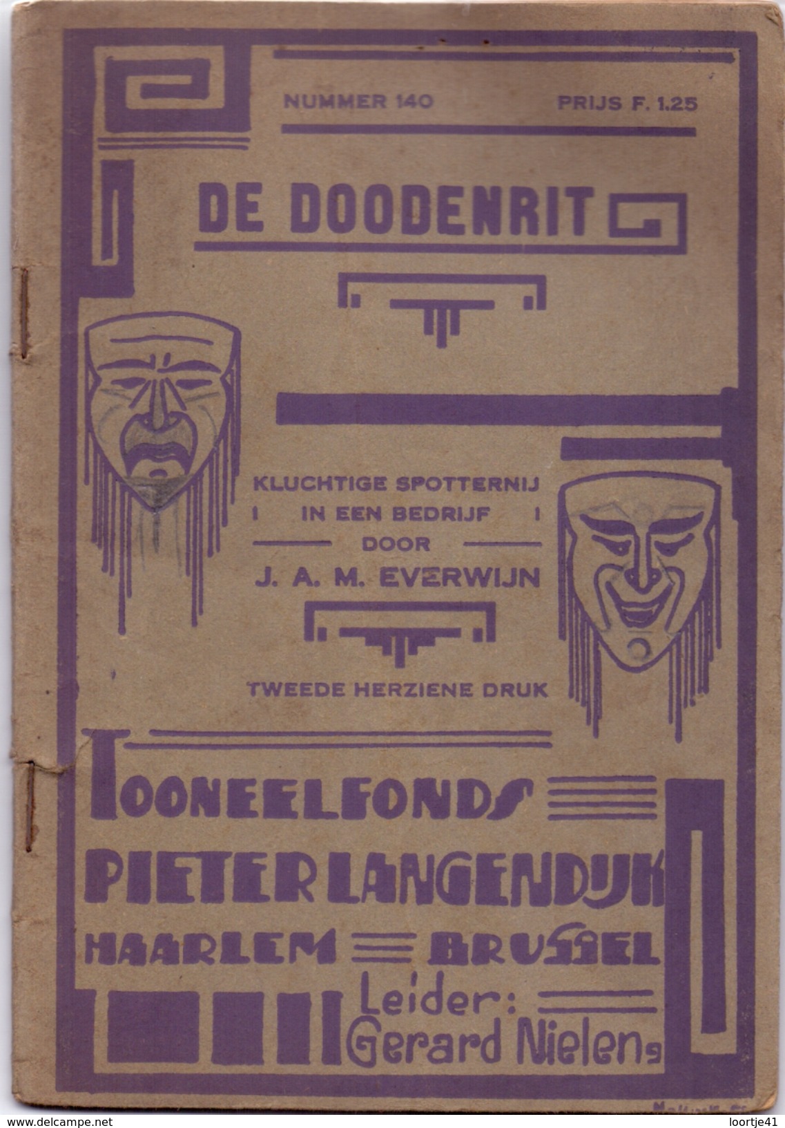 Toneel Komedie Humor - De Doodenrit - J. Everwijn - Fonds Pieter Langendijk Haarlem Brussel - Gerard Nielens - Theatre