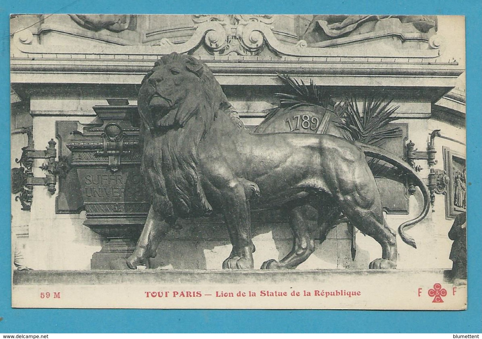 CPA TOUT PARIS 59 M - Lion De La Statue De La République Ed. FLEURY - Standbeelden