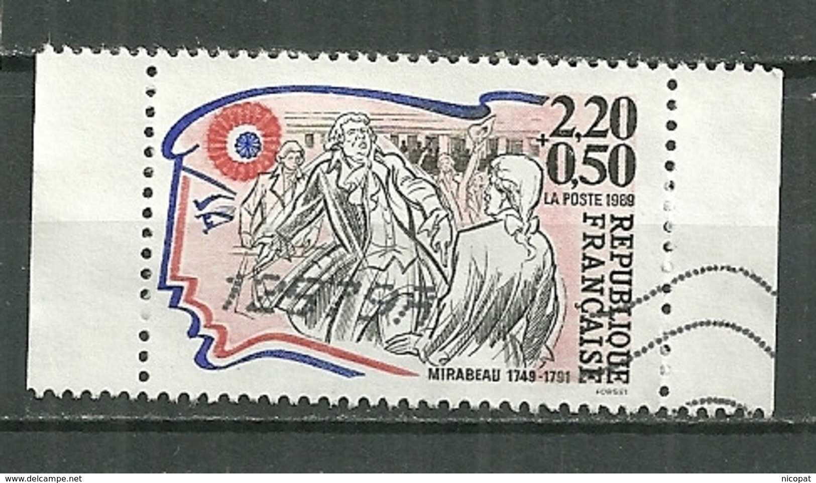 FRANCE Oblitéré 2565 Provenant De Carnet Mirabeau Révolution Francaise - Gebraucht