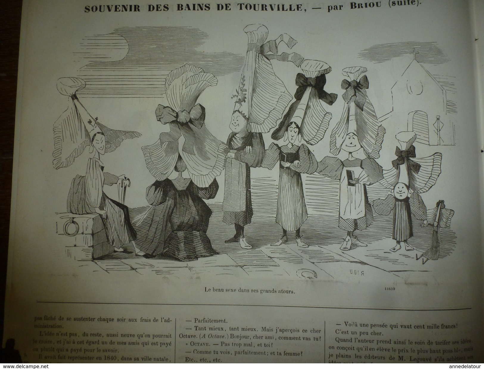 1855 Gravures  du Journal pour Rire:Horoscope de la VIERGE; Les bains à TOURVILLE, par Brion;BALS ,par Damourette; etc