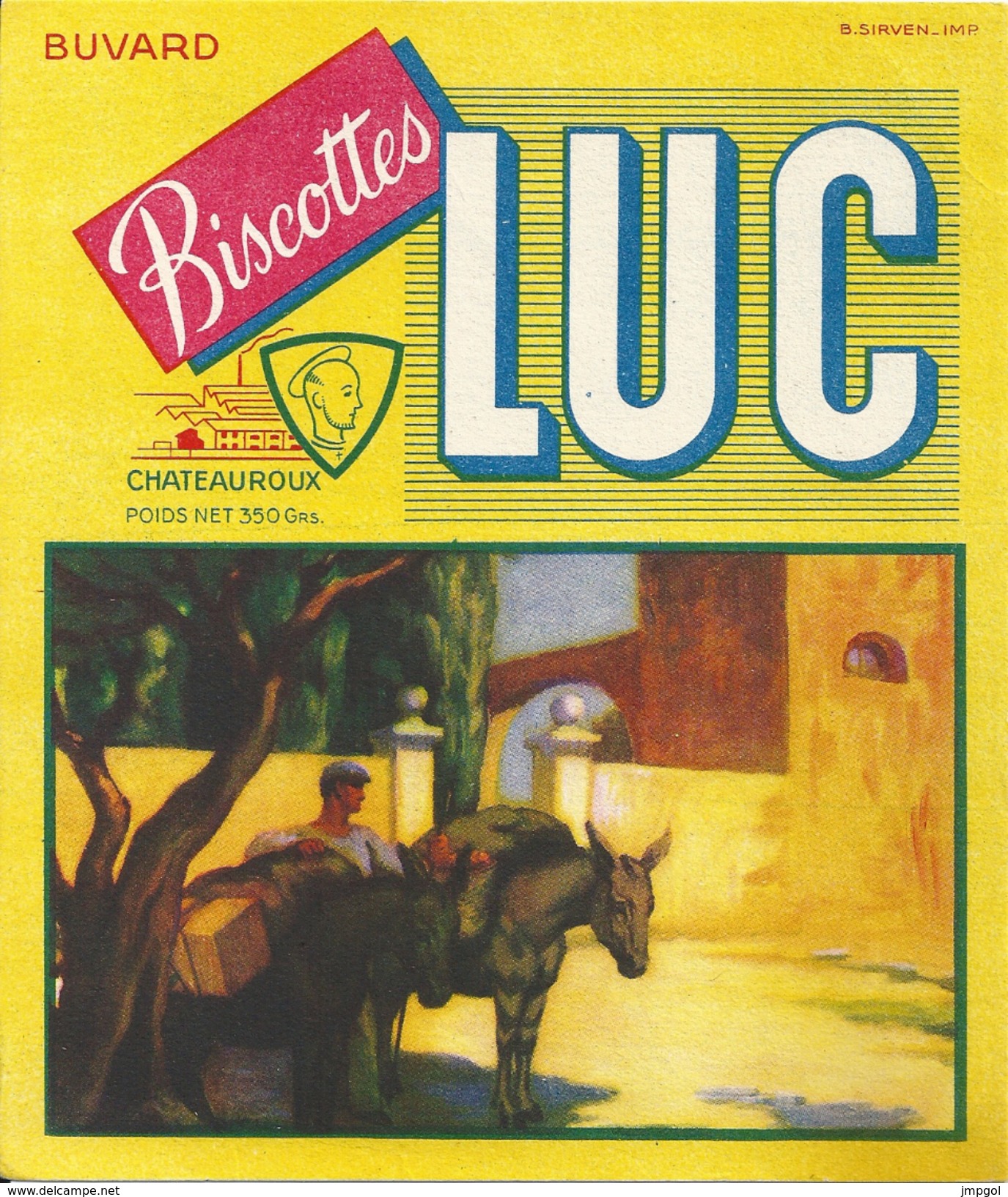 Buvard Biscottes LUC Châteauroux   "Homme Avec Deux Mules" - Biscottes