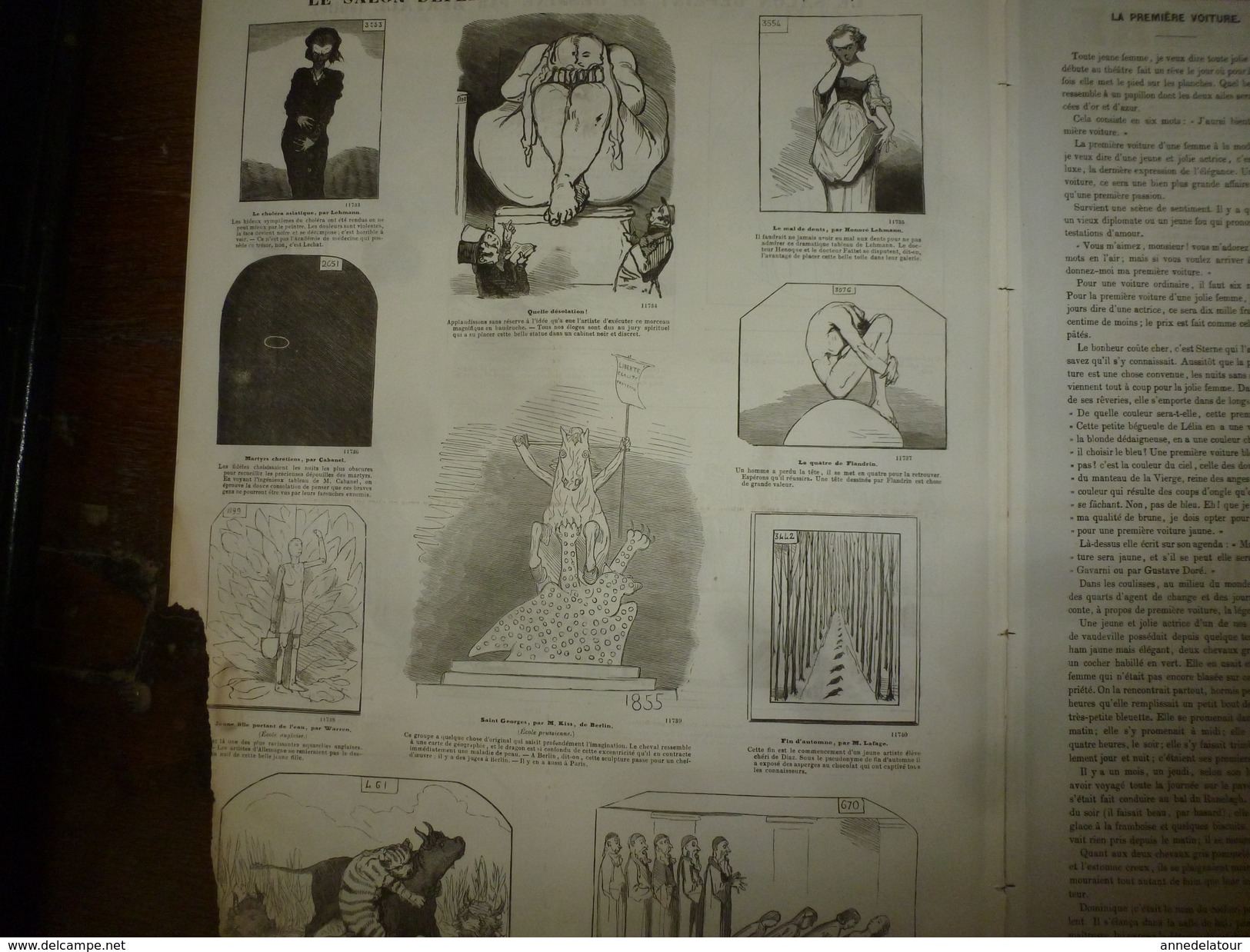 1855 Gravures  Du Journal Pour Rire: Le SALON Dépeint Et Dessiné Par BERTALL; La 1ère Voiture; La TAPOTOPATHIE; Etc - Non Classés