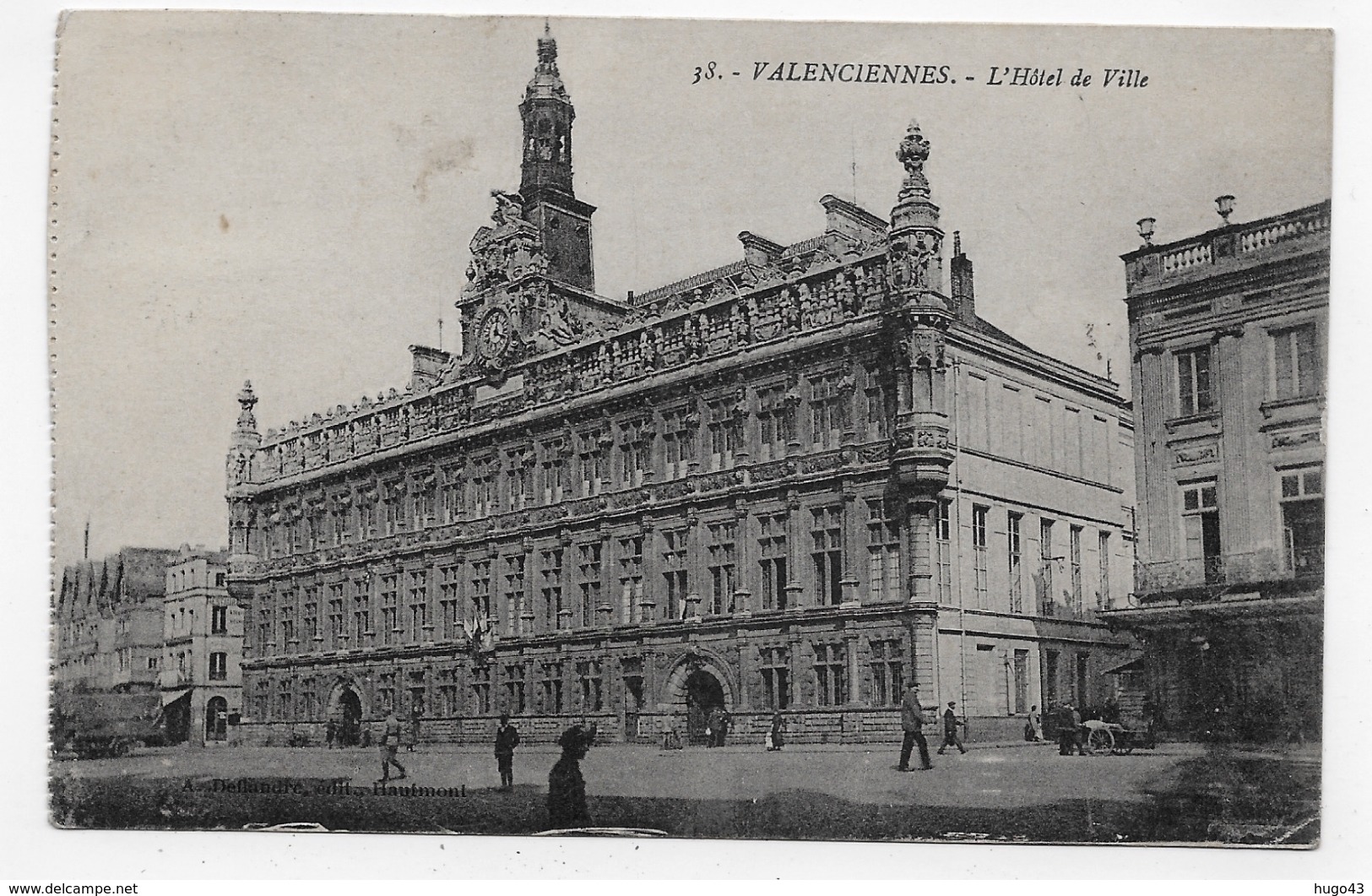 (RECTO / VERSO) VALENCIENNES - N° 38 - L' HOTEL DE VILLE ANIME - CPA VOYAGEE - Valenciennes