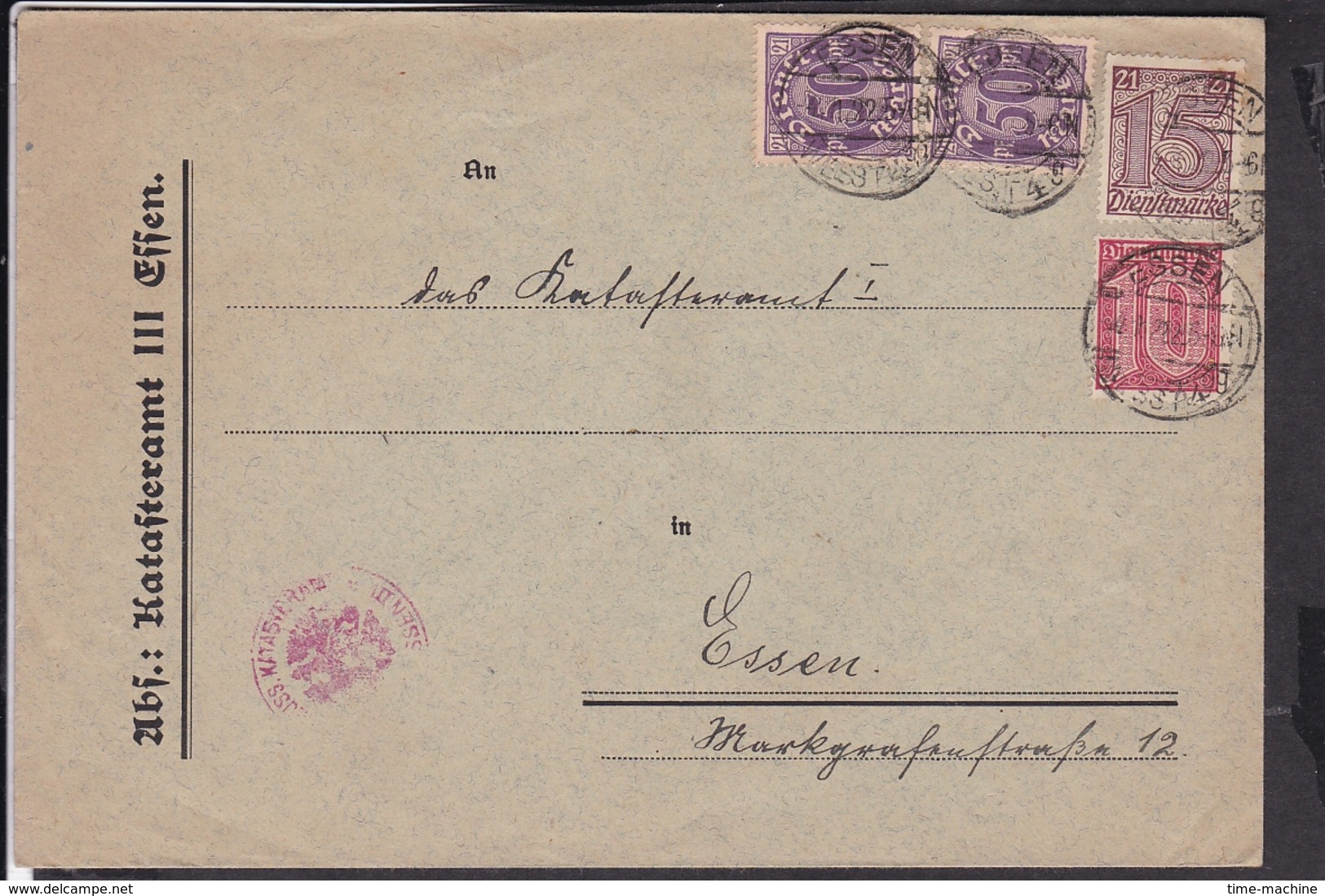 Deutsches Reich Dienstmarken Stempel Essen 1922 - Briefe U. Dokumente