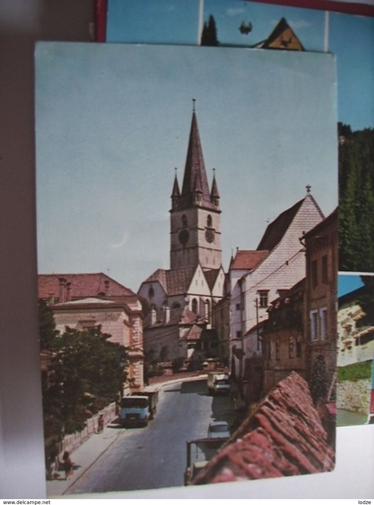 Roemenië Romania Rumenien Sibiu View With Church And Road With Cars - Roemenië