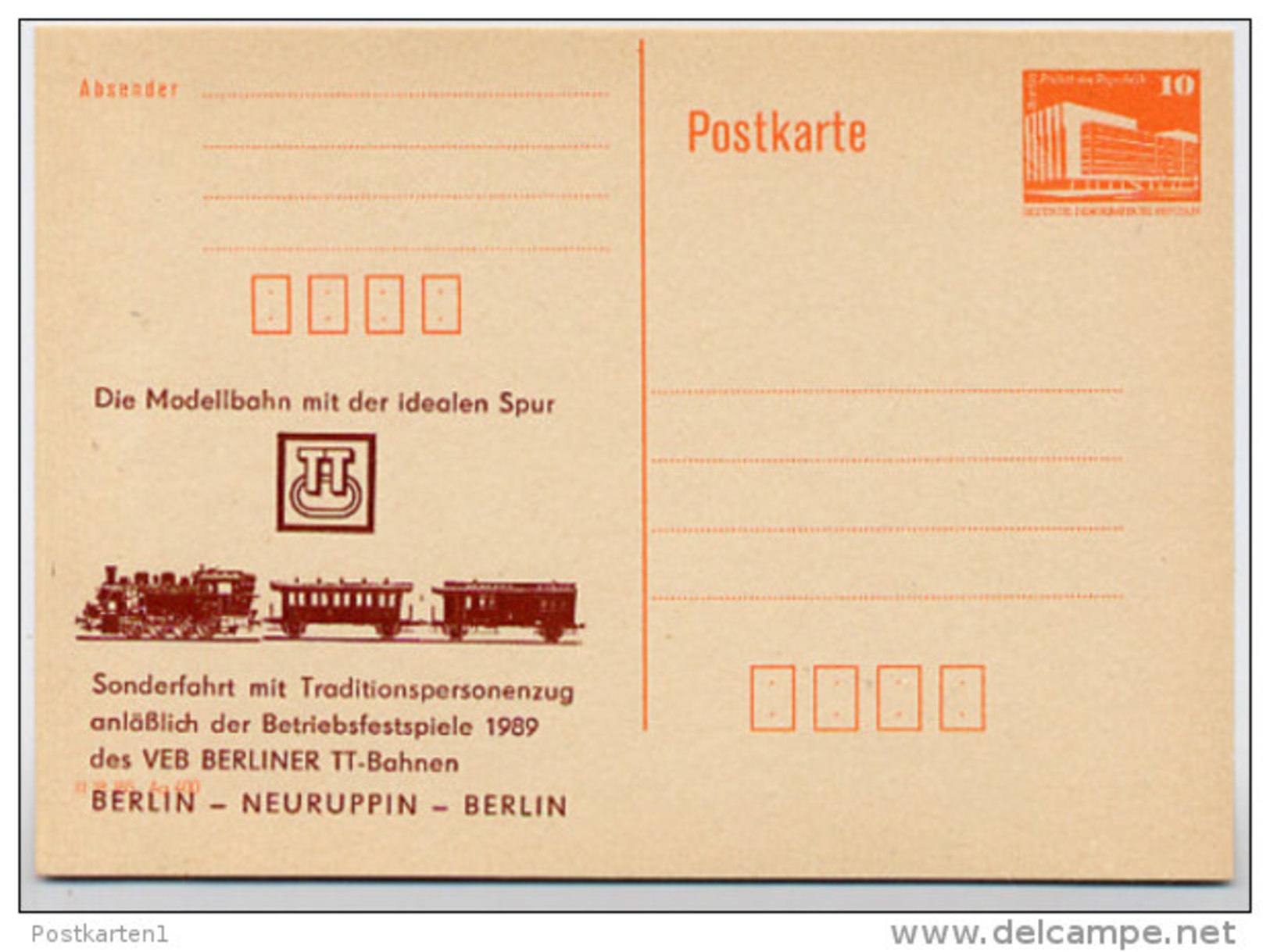 DDR P86II-40-89 C67 Postkarte Privater Zudruck EISENBAHN Berlin 1989 - Privatpostkarten - Ungebraucht
