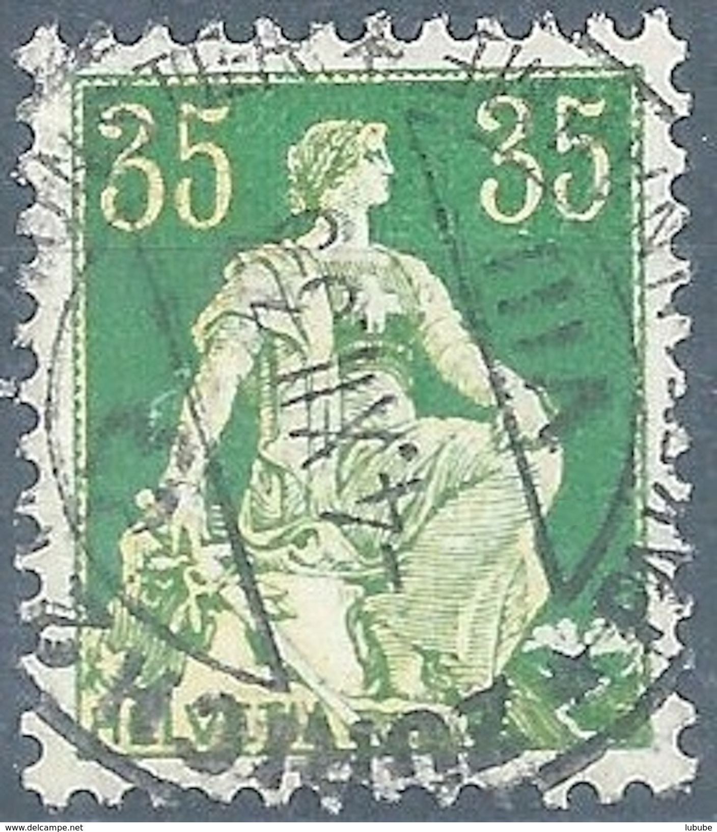 Helvetia Mit Schwert 111z, 35 Rp.grün/orange  ZÜRICH  (geriffelt)       1933 - Used Stamps