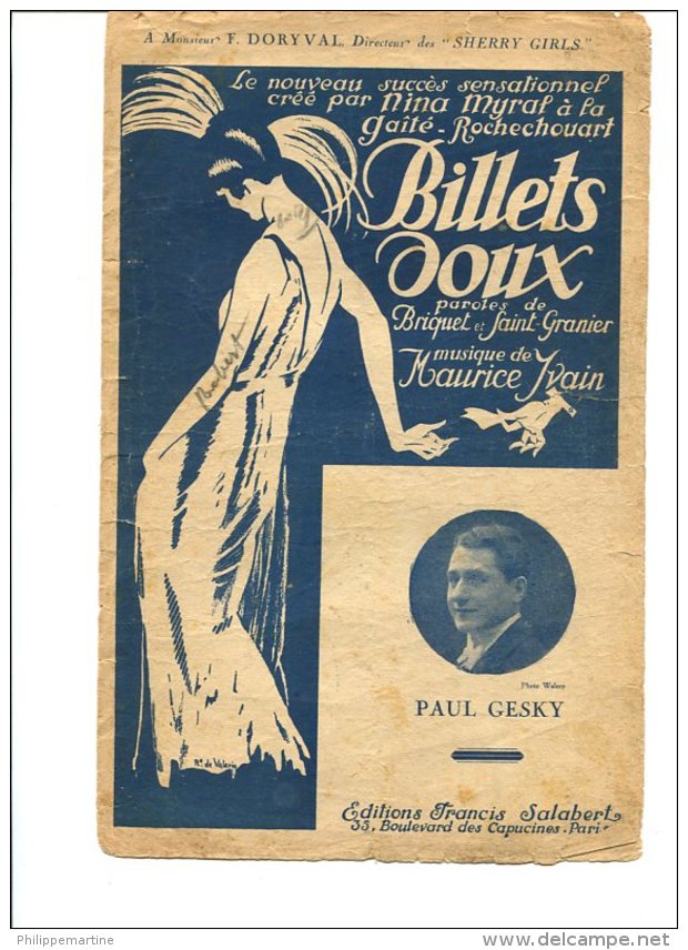 Billets Doux. - Editons Francis Salabert - Copyright 1921 - Chant Soliste