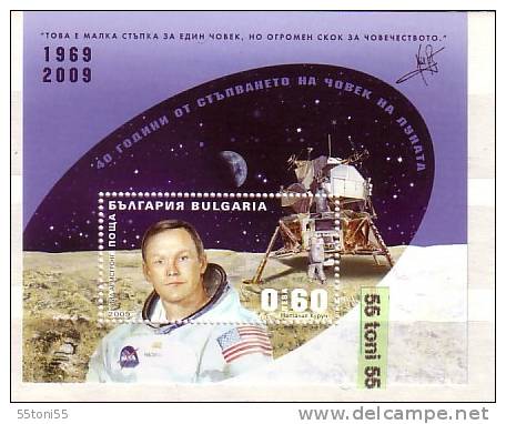 2009, 40th Anniversary Of The First Spaceman Landing On The Moon  S/S Perf. - MNH  Bulgarie / Bulgaria - Europe