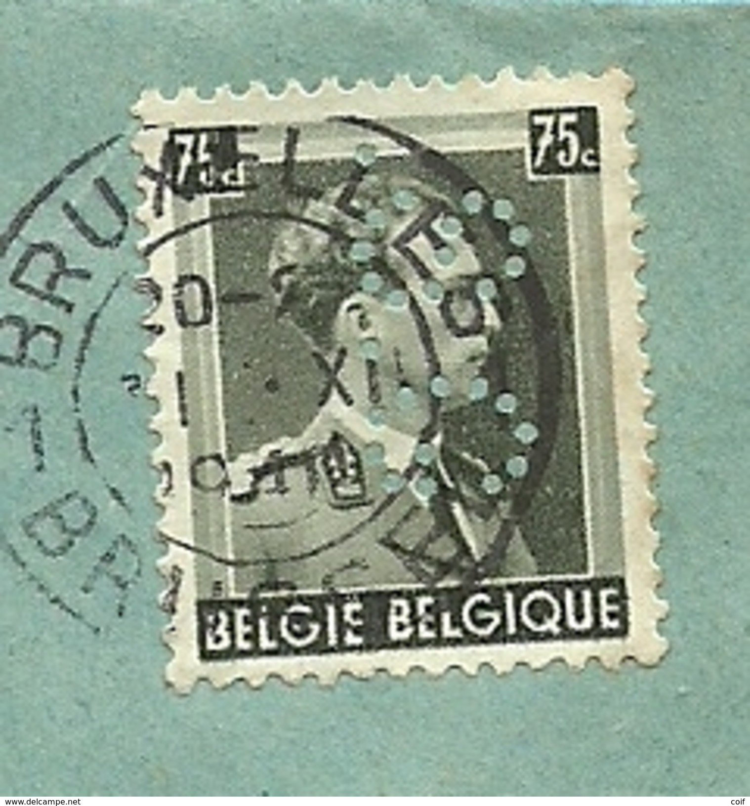 480 Op Brief Met Firmaperforatie (perfin) " SG " Van Banque De La Societe Generale De Belgique Met Stempel BRUXELLES - 1934-51