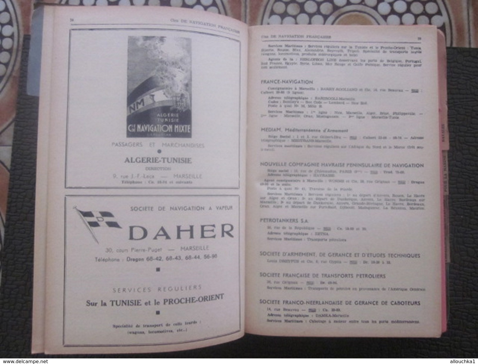 1949 Guide Port Marseille-Méditerranée-Nice-Cannes-Toulon-P.Vendres-Sète-Scaphandrier-Navire-Pub-Cie Maritime-Chemin fer