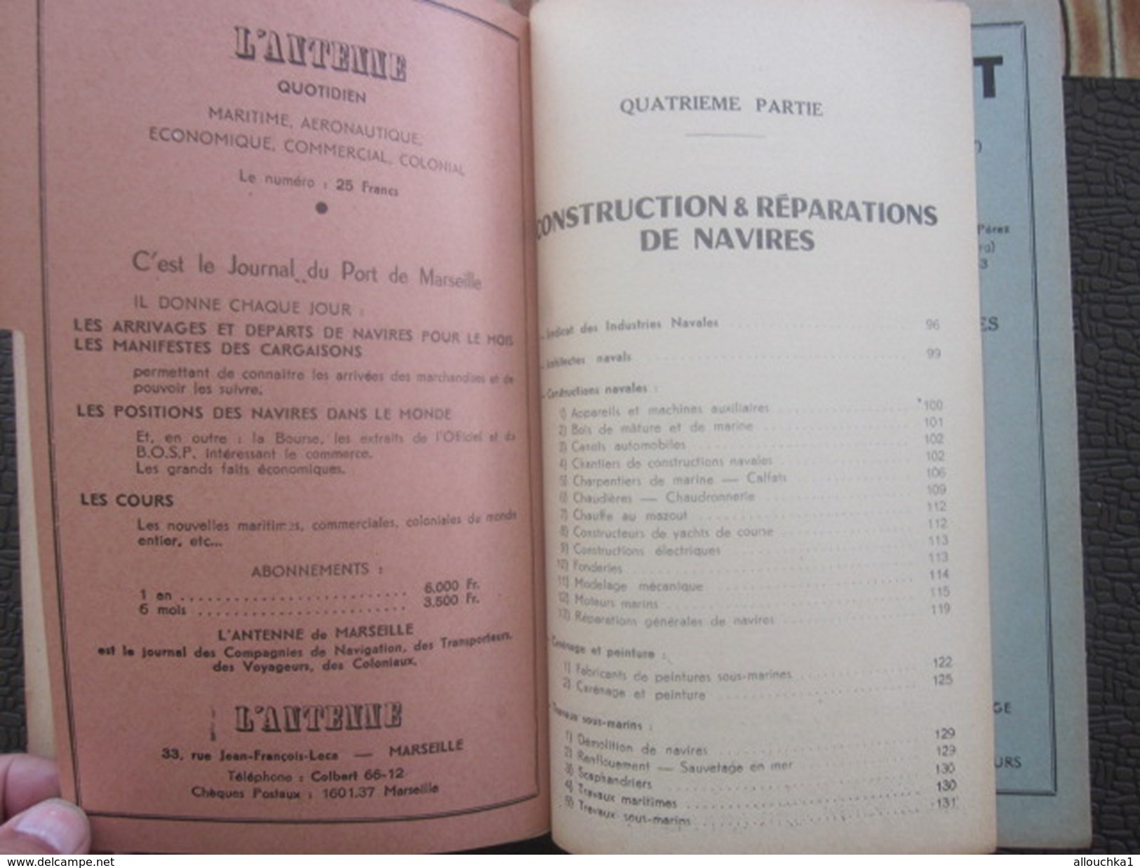 1949 Guide Port Marseille-Méditerranée-Nice-Cannes-Toulon-P.Vendres-Sète-Scaphandrier-Navire-Pub-Cie Maritime-Chemin fer