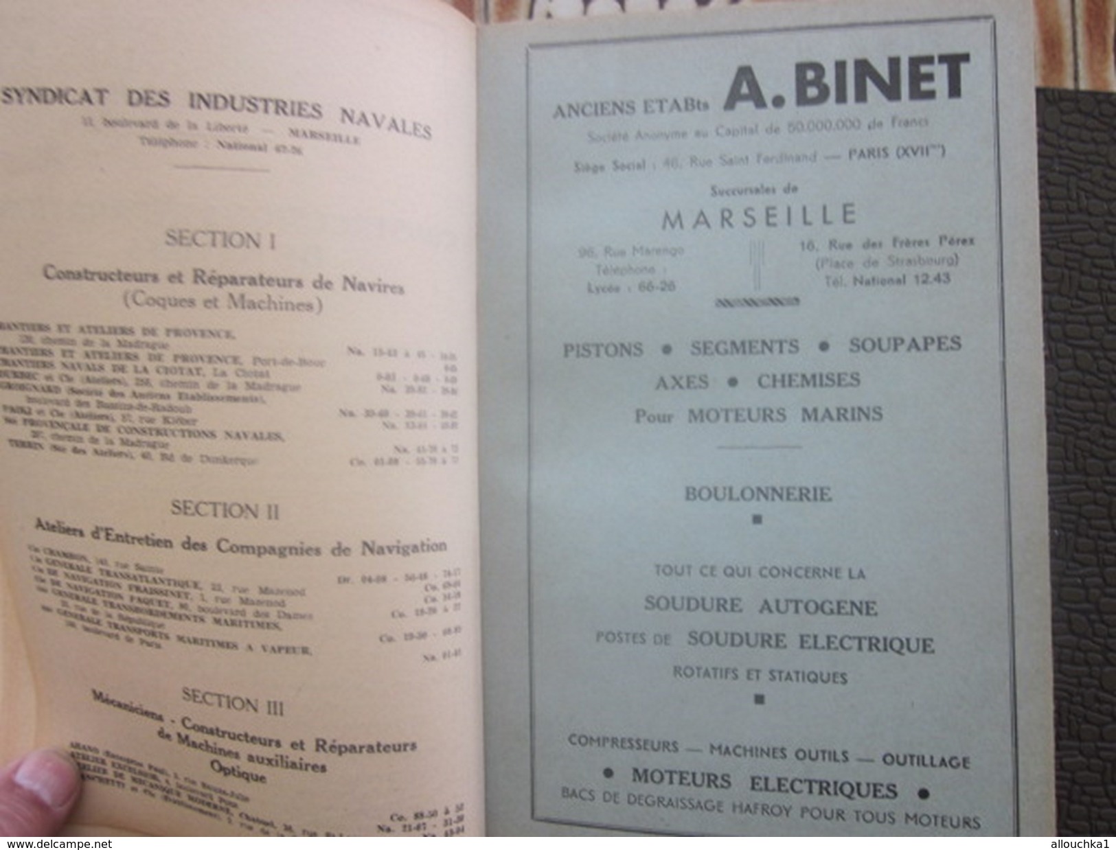 1949 Guide Port Marseille-Méditerranée-Nice-Cannes-Toulon-P.Vendres-Sète-Scaphandrier-Navire-Pub-Cie Maritime-Chemin fer