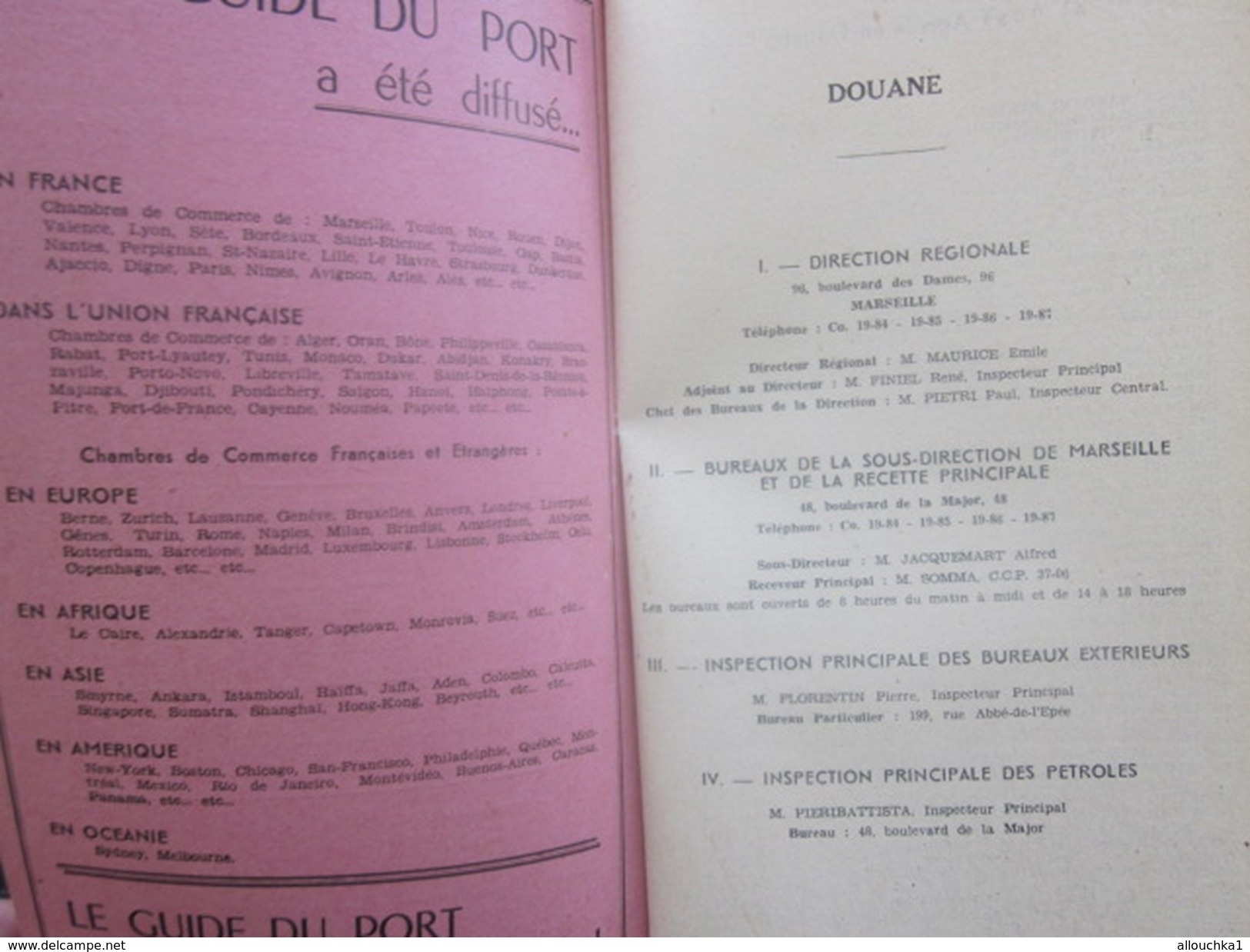 1949 Guide Port Marseille-Méditerranée-Nice-Cannes-Toulon-P.Vendres-Sète-Scaphandrier-Navire-Pub-Cie Maritime-Chemin fer