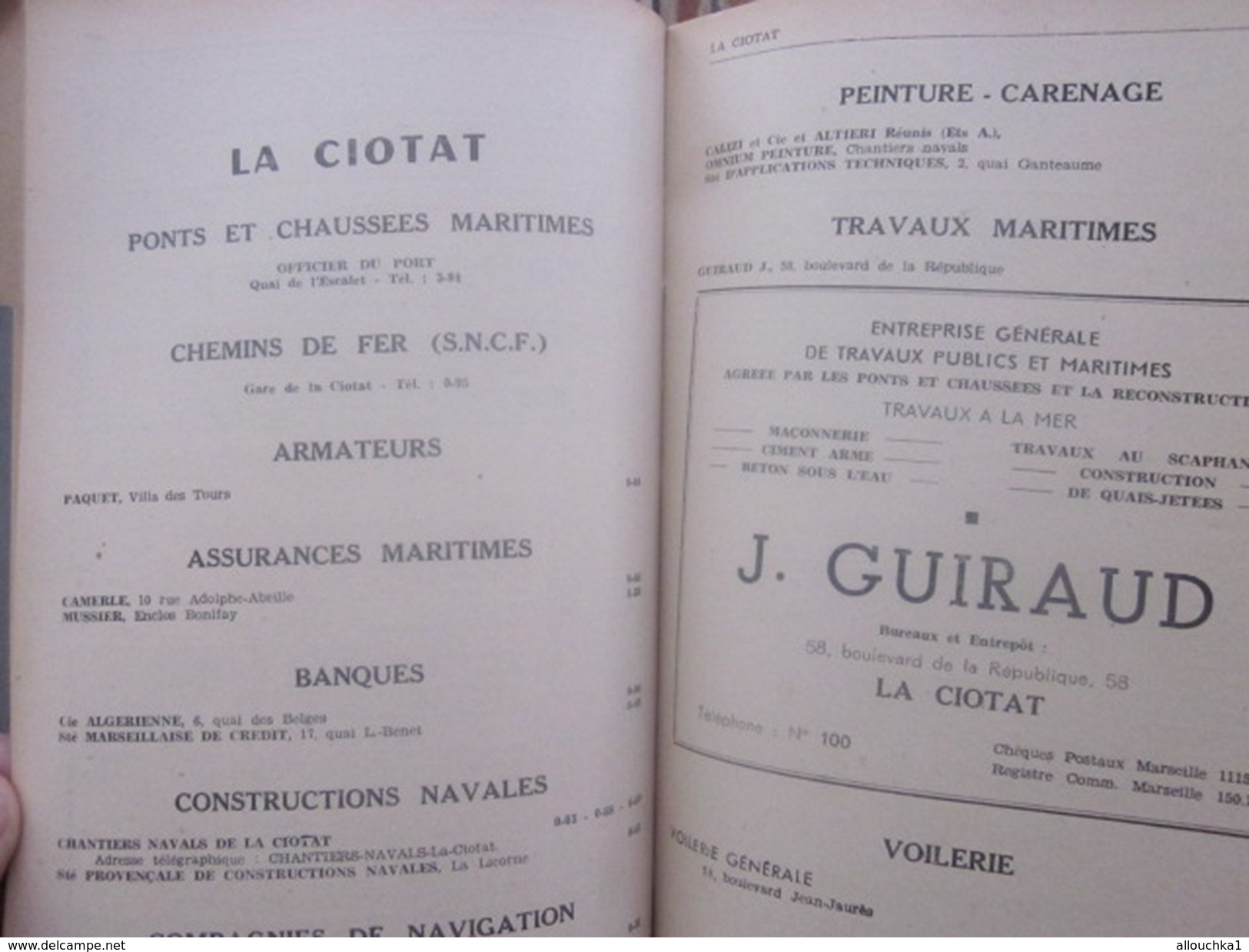 1949 Guide Port Marseille-Méditerranée-Nice-Cannes-Toulon-P.Vendres-Sète-Scaphandrier-Navire-Pub-Cie Maritime-Chemin fer