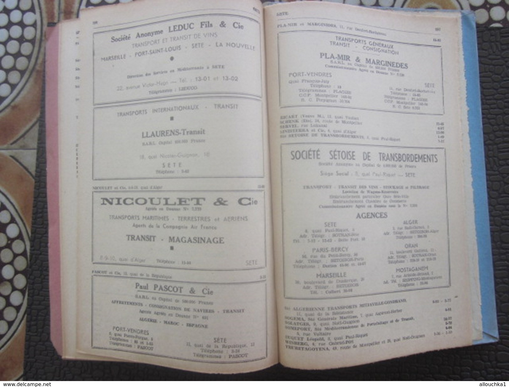 1949 Guide Port Marseille-Méditerranée-Nice-Cannes-Toulon-P.Vendres-Sète-Scaphandrier-Navire-Pub-Cie Maritime-Chemin fer