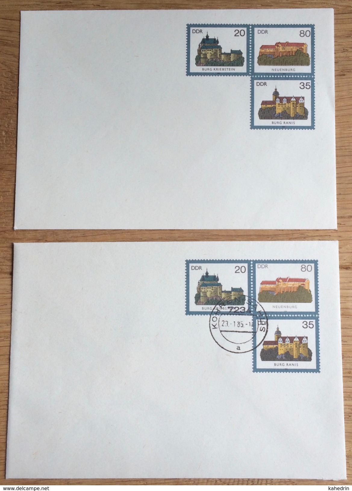 DDR 1985, Kohren-Sahlis 7234, 2 Covers Burg Kriebstein Neuenburg Ranis ** / (o) - Enveloppes - Oblitérées