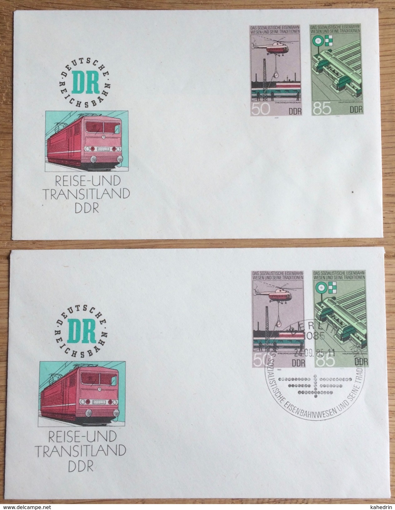 DDR 1985, Berlin 1085, 2 Covers, Special Cancel: Sozialistische Eisenbahnwesen, Train, Reise Und Transitland ** / (o) - Umschläge - Gebraucht