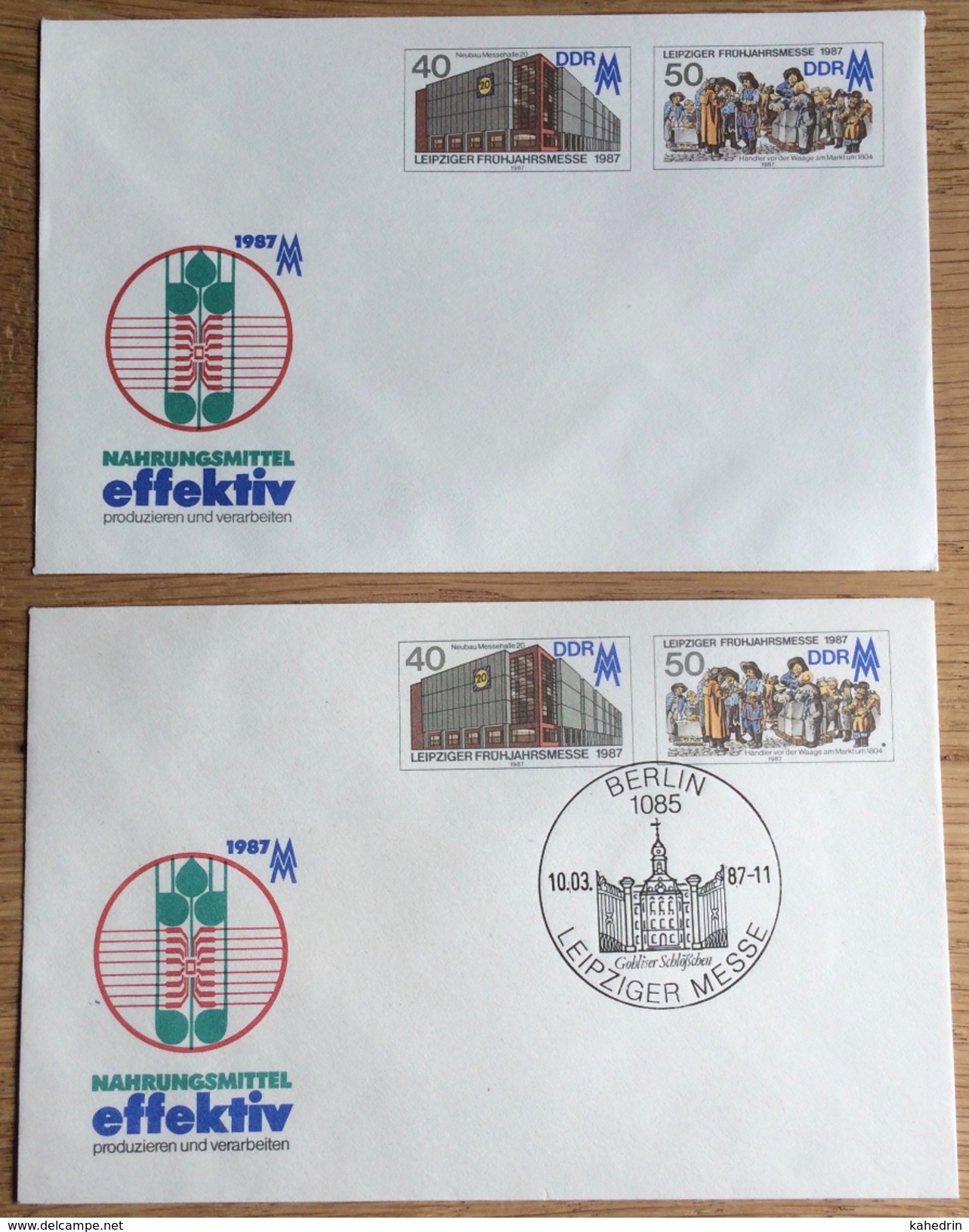 DDR 1987, Berlin 1085, 2 Covers, Special Cancel: Leipziger Messe, Nahrungsmittel Effektiv ** / (o) - Enveloppes - Oblitérées