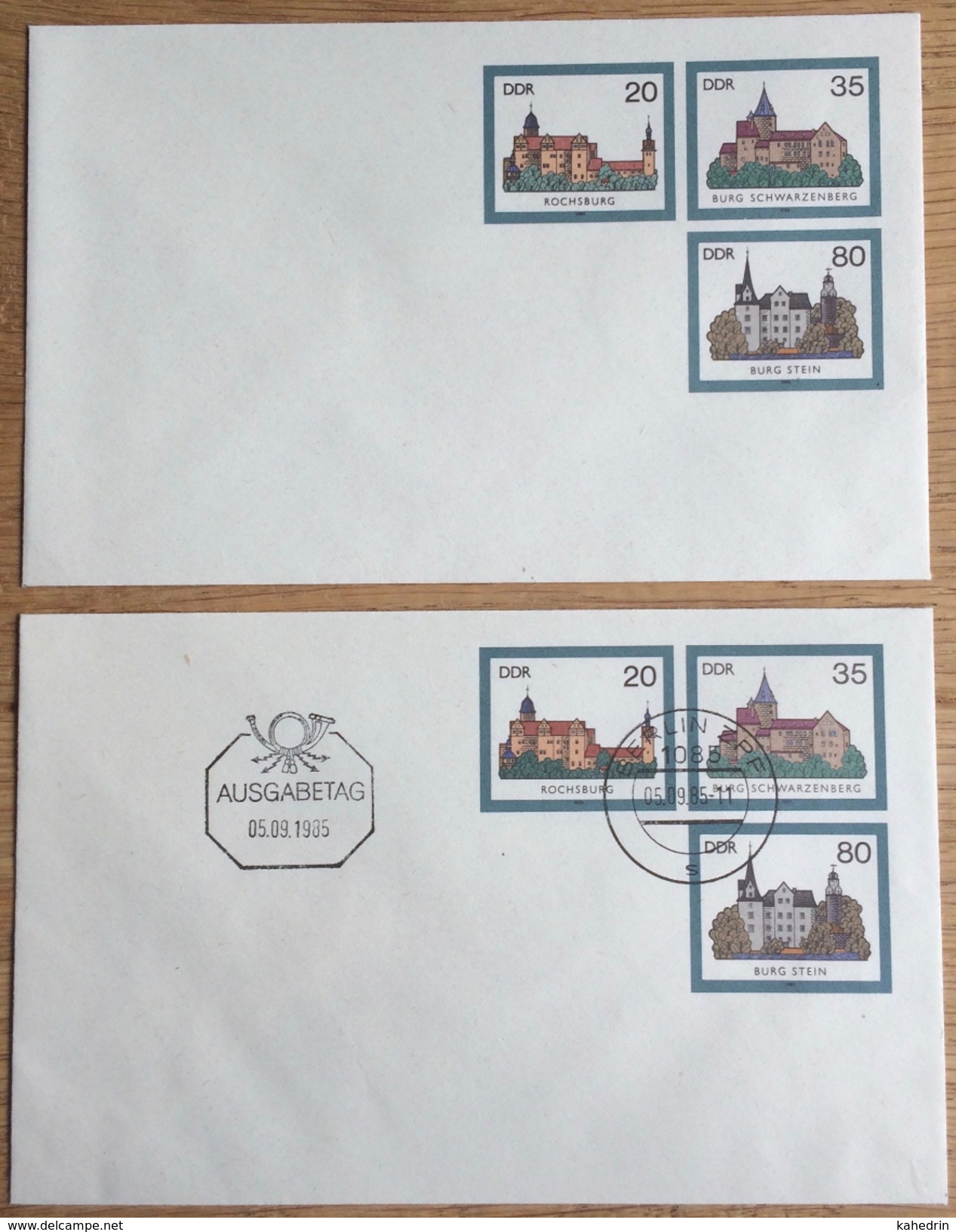 DDR 1985, Berlin ZPF 1085, 2 Covers, FDC Ausgabetag, Burg Schwarzenberg Rochsburg Stein ** / (o) - Umschläge - Gebraucht