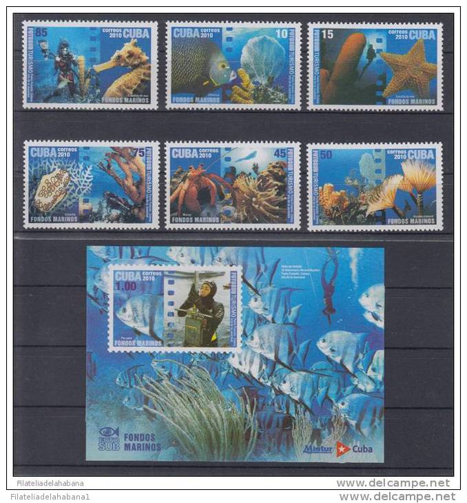 2010.61 CUBA 2010 MNH. FONDOS MARINOS. SERIE + 1 HOJA.SEA FAUNA. AQUARIUM. SEA FAUNA. FISH. - Ongebruikt