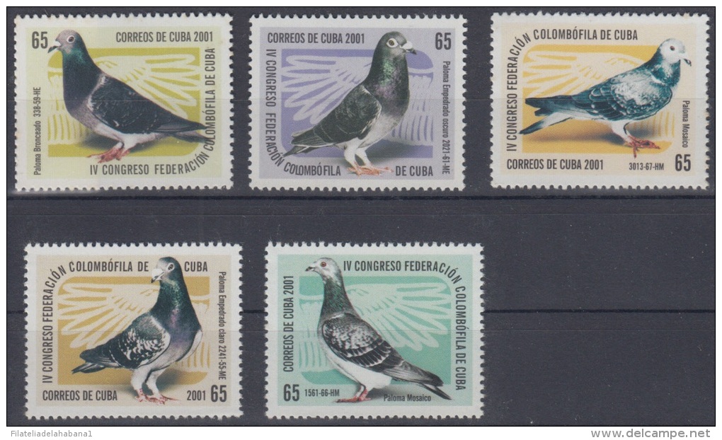 2001.36- * CUBA 2001. MNH. CONGRESO SOC COLOMBOFILA. AVES. PAJAROS. PALOMA. PIGEON. COMPLETE SET. - Ungebraucht