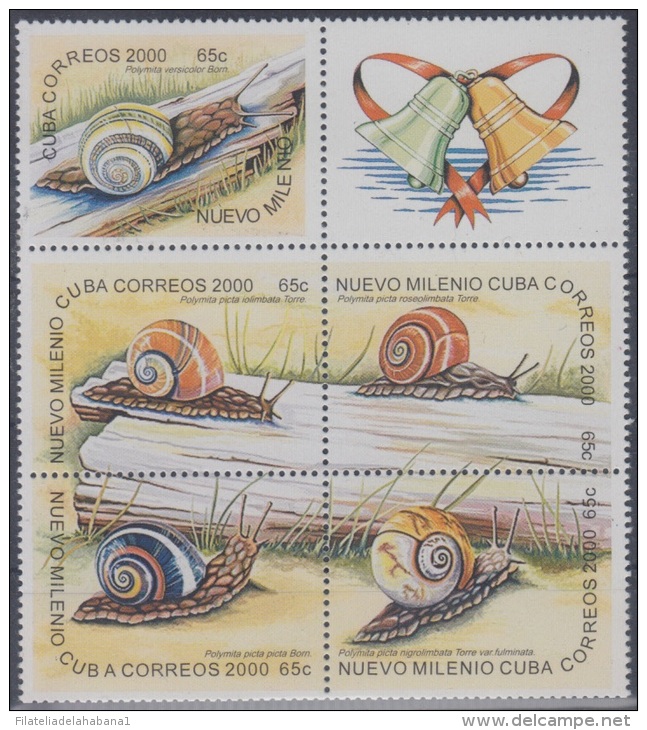 2000.33- * CUBA 2000. MNH. MILENIUM. NUEVO MILENIUM. CARACOLES. SNAIL BLOCK. - Used Stamps